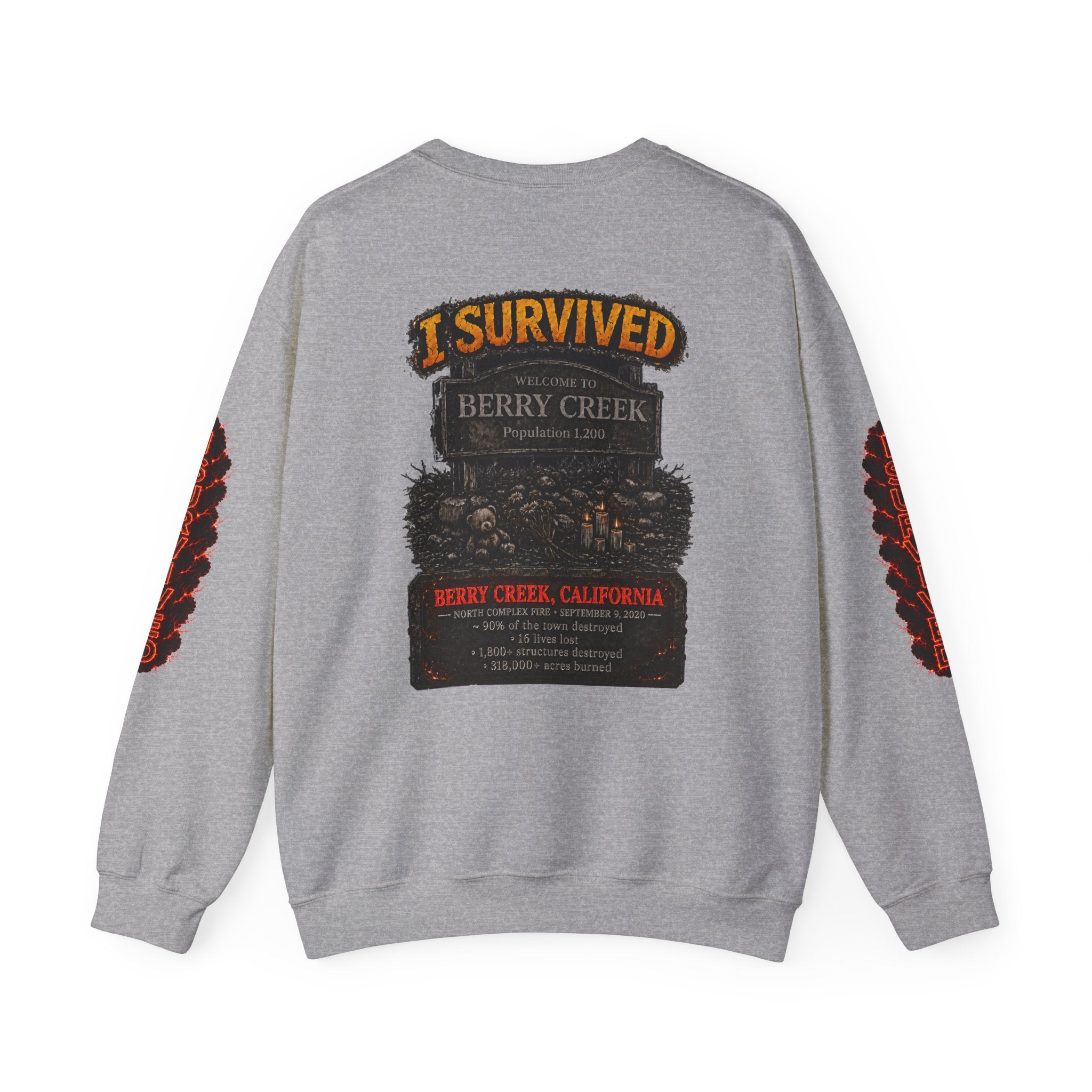 I Survived 2020 — Director's Cut S2:E1 "Berry Creek" | Wildfire Edition Memorial Unisex Heavy Blend™ Crewneck Sweatshirt