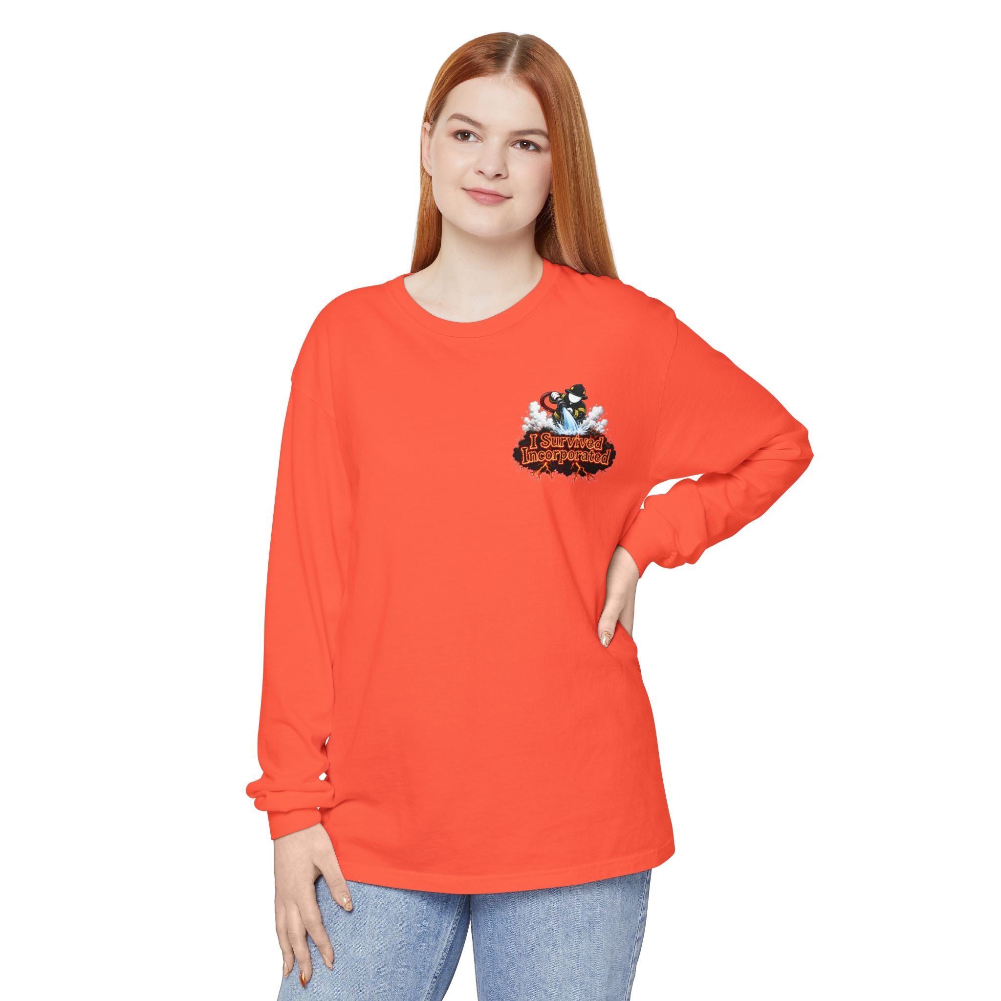 I Survived 2020 — "Please Stand By" Test Pattern Tee Wildfire Signal Edition Summer Premiere Unisex Garment-Dyed Long Sleeve T-Shirt
