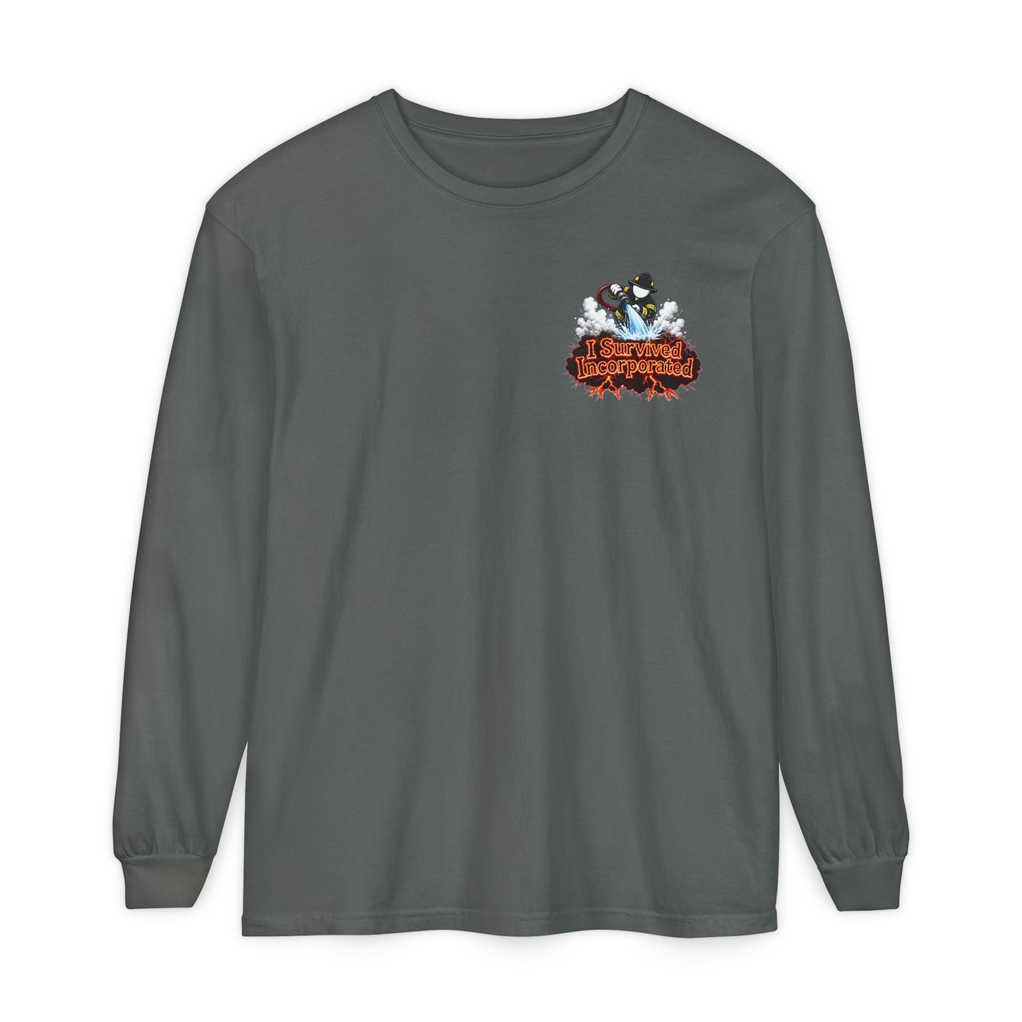 I Survived 2020 — "Please Stand By" Test Pattern Tee Wildfire Signal Edition Summer Premiere Unisex Garment-Dyed Long Sleeve T-Shirt