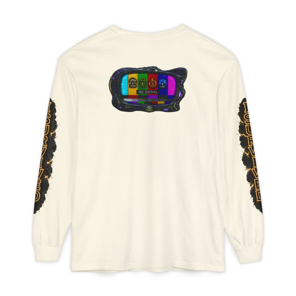 I Survived 2020 — "No Signal" Test Pattern Tee Special Edition Alien Broadcast Finale Summer Premiere Unisex Garment-Dyed Long Sleeve T-Shirt