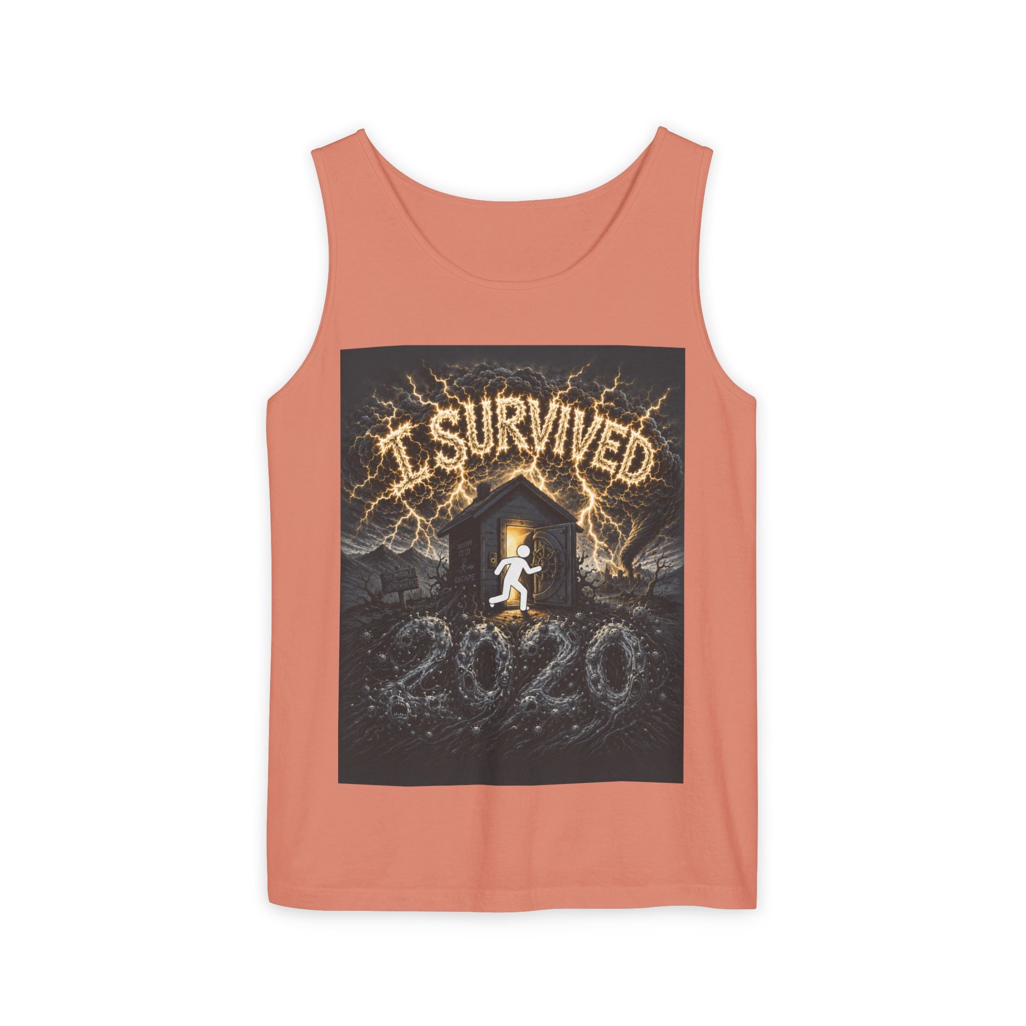 I Survived 2020 — Original Design Teaser Tee | Season 1 Premiere Drop Unisex Garment-Dyed Tank Top