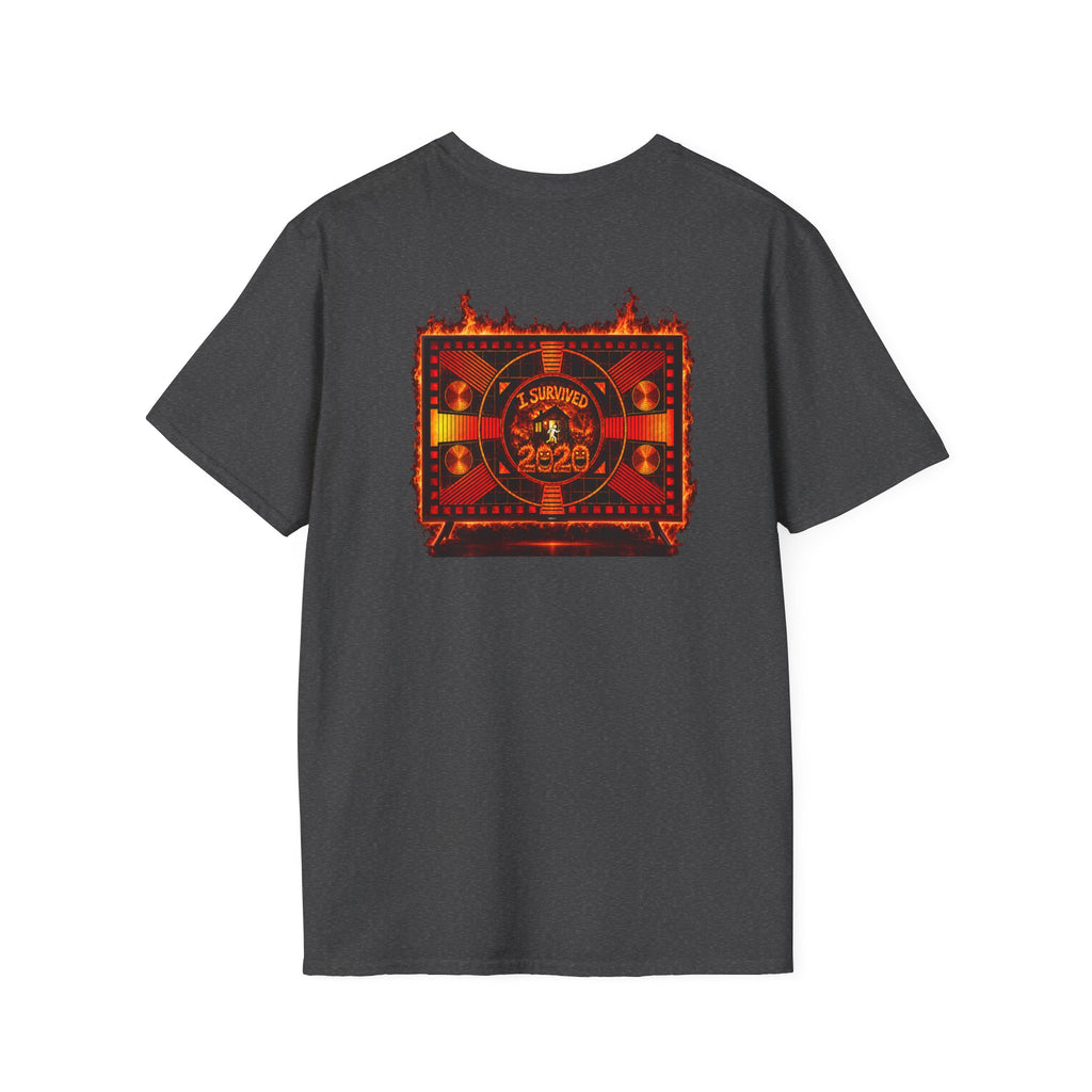 I Survived 2020 — "Please Stand By" Test Pattern Tee Wildfire Signal Edition Summer Premiere Unisex Softstyle T-Shirt