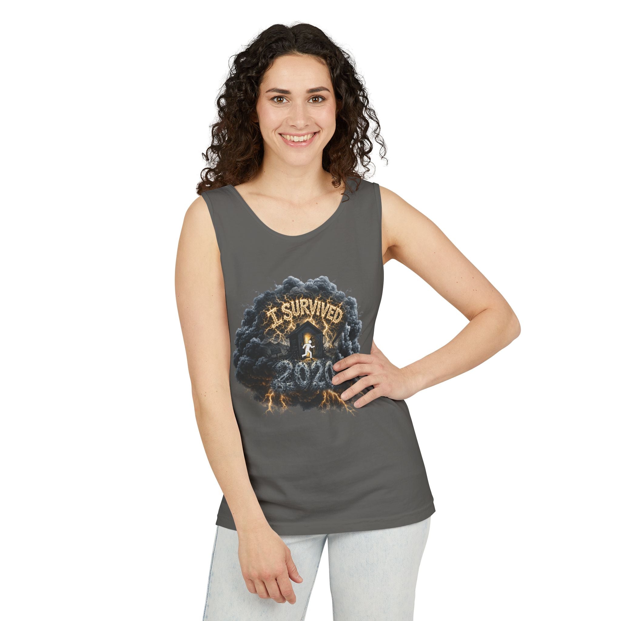 I Survived 2020 — Director's Cut Original Design Teaser Tee | Season 1 Premiere Drop Unisex Garment-Dyed Tank Top