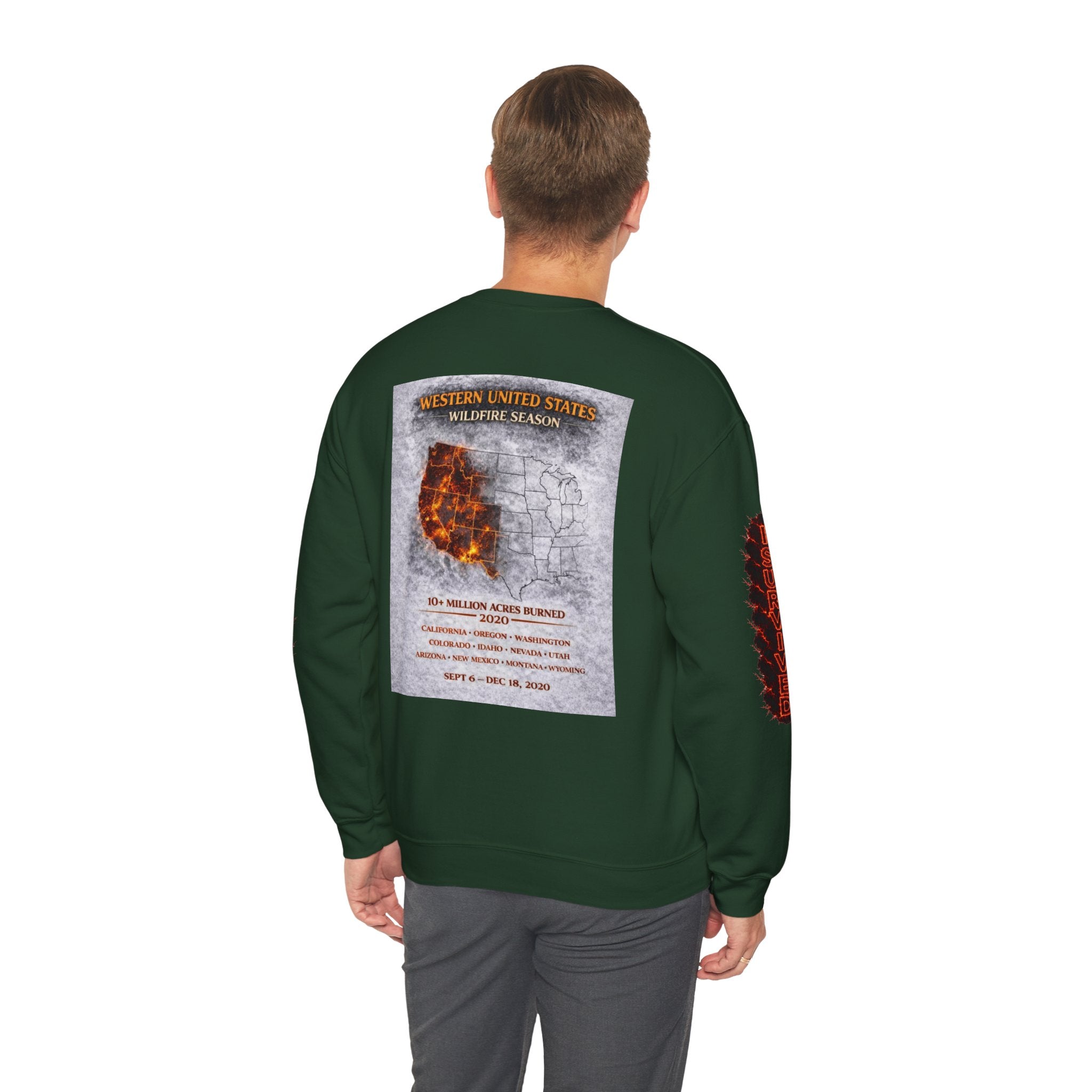 I Survived 2020 — Director's Cut S2:E4 "Western U.S. Wildfire Season" | Mid-Season Finale Pt. 1 | Wildfire Edition Memorial Unisex Heavy Blend™ Crewneck Sweatshirt