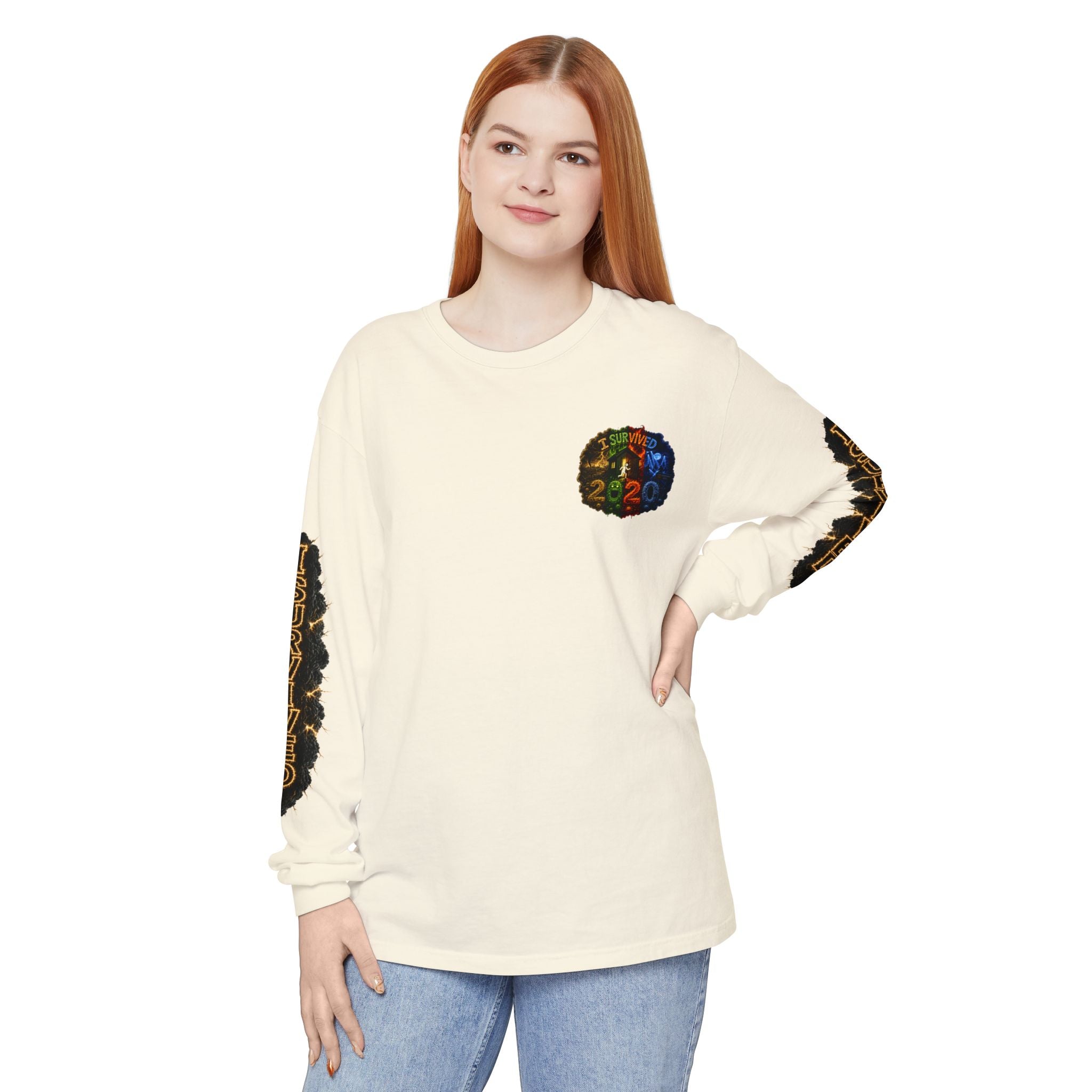 I Survived 2020 — "No Signal" Test Pattern Tee Special Edition Alien Broadcast Finale Summer Premiere Unisex Garment-Dyed Long Sleeve T-Shirt