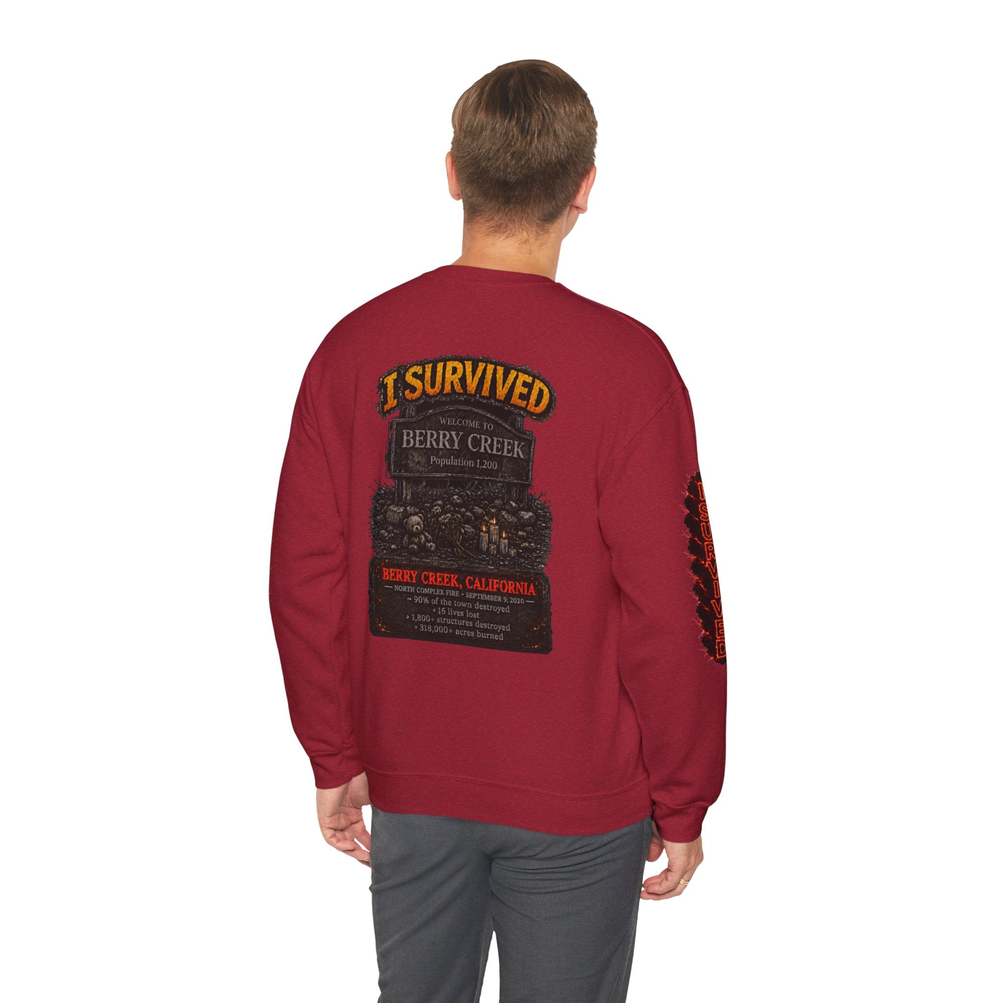 I Survived 2020 — WILDFIRES S2:E1: Director's Cut "Berry Creek" Memorial Unisex Heavy Blend™ Crewneck Sweatshirt