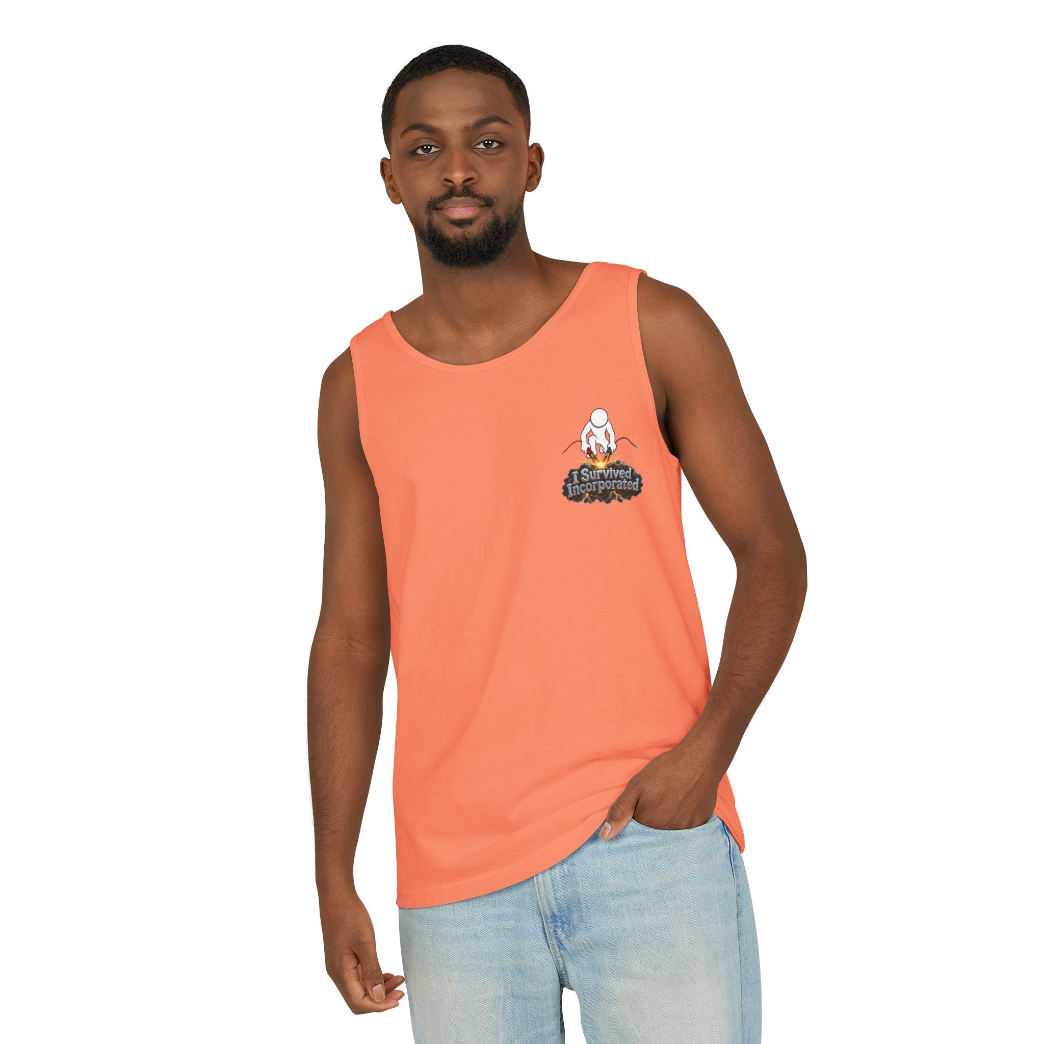 I Survived 2020 — "Please Stand By" Test Pattern Tee Summer Premier  Unisex Garment-Dyed Tank Top