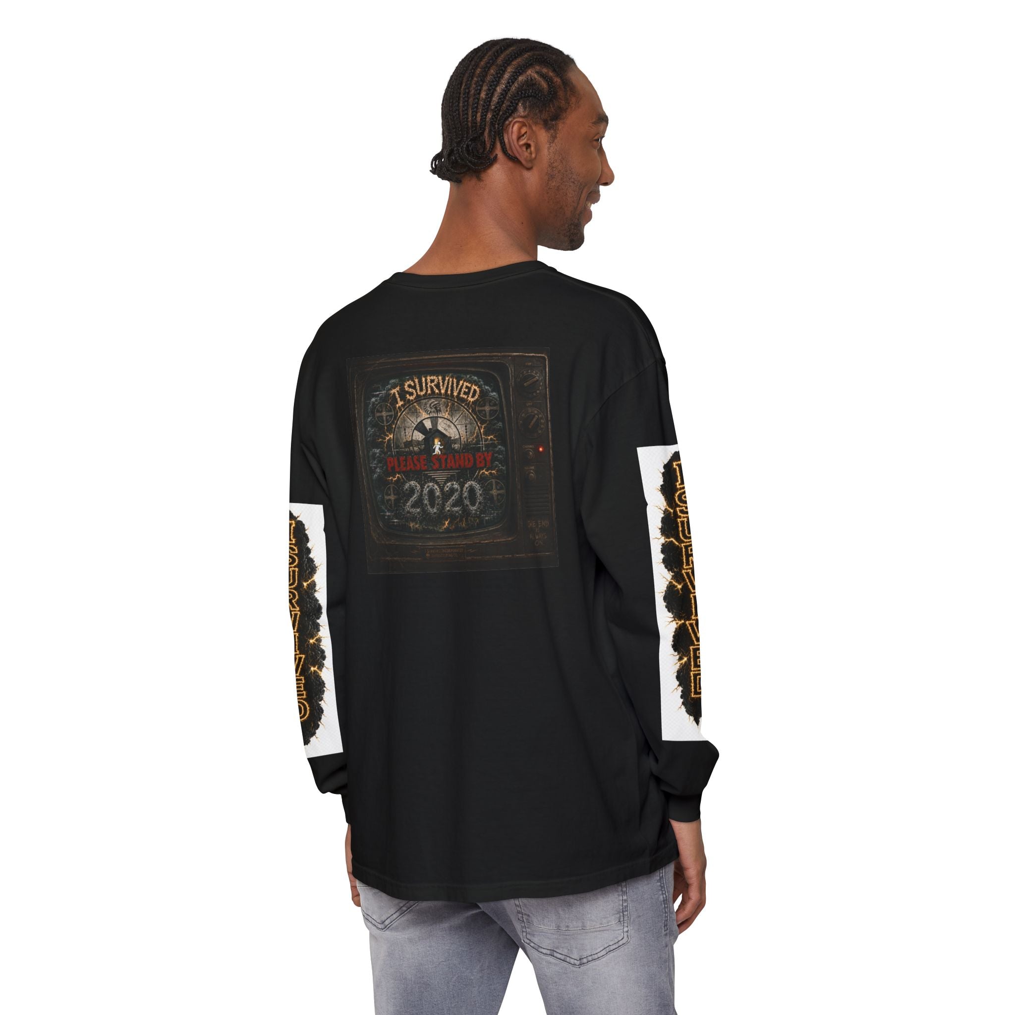I Survived 2020 — "Please Stand By" Test Pattern Tee Special Edition Summer Premier Unisex Garment-Dyed Long Sleeve T-Shirt