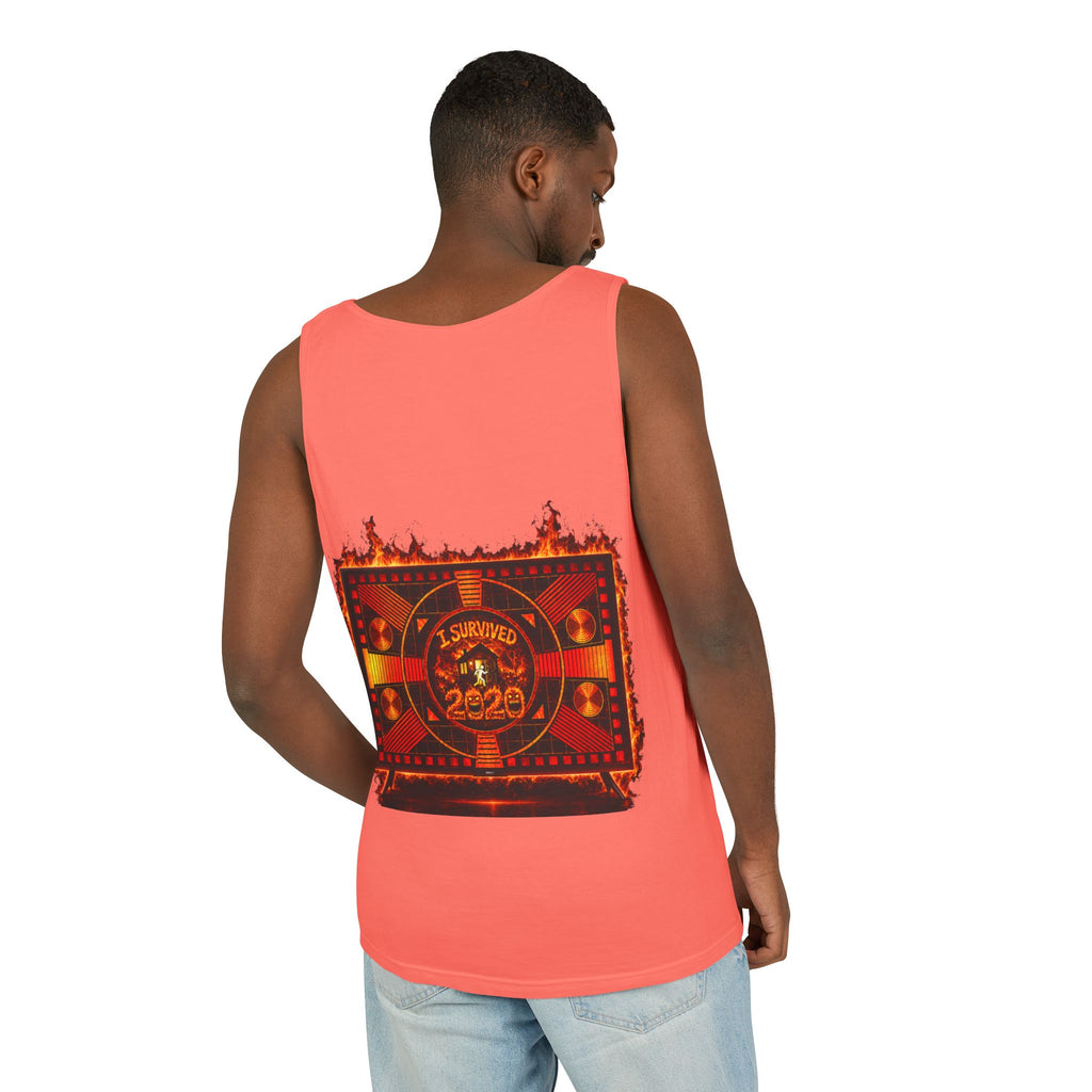 I Survived 2020 — "Please Stand By" Test Pattern Tee Wildfire Signal Edition Summer Premiere Unisex Garment-Dyed Tank Top