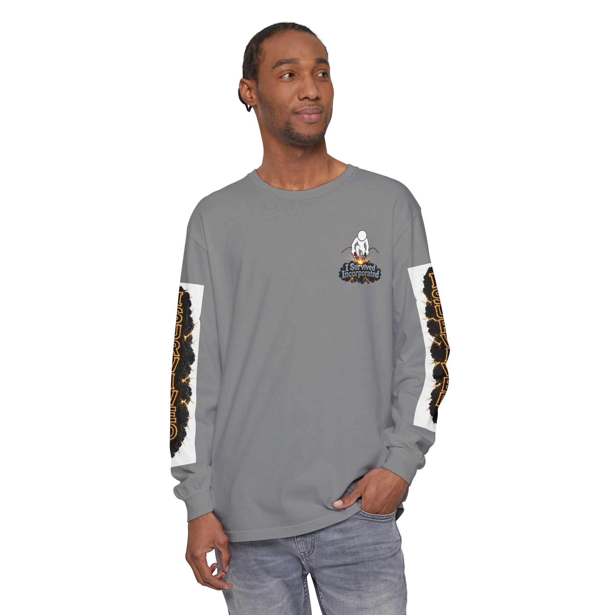 I Survived 2020 — "Please Stand By" Test Pattern Tee Special Edition Summer Premier Unisex Garment-Dyed Long Sleeve T-Shirt