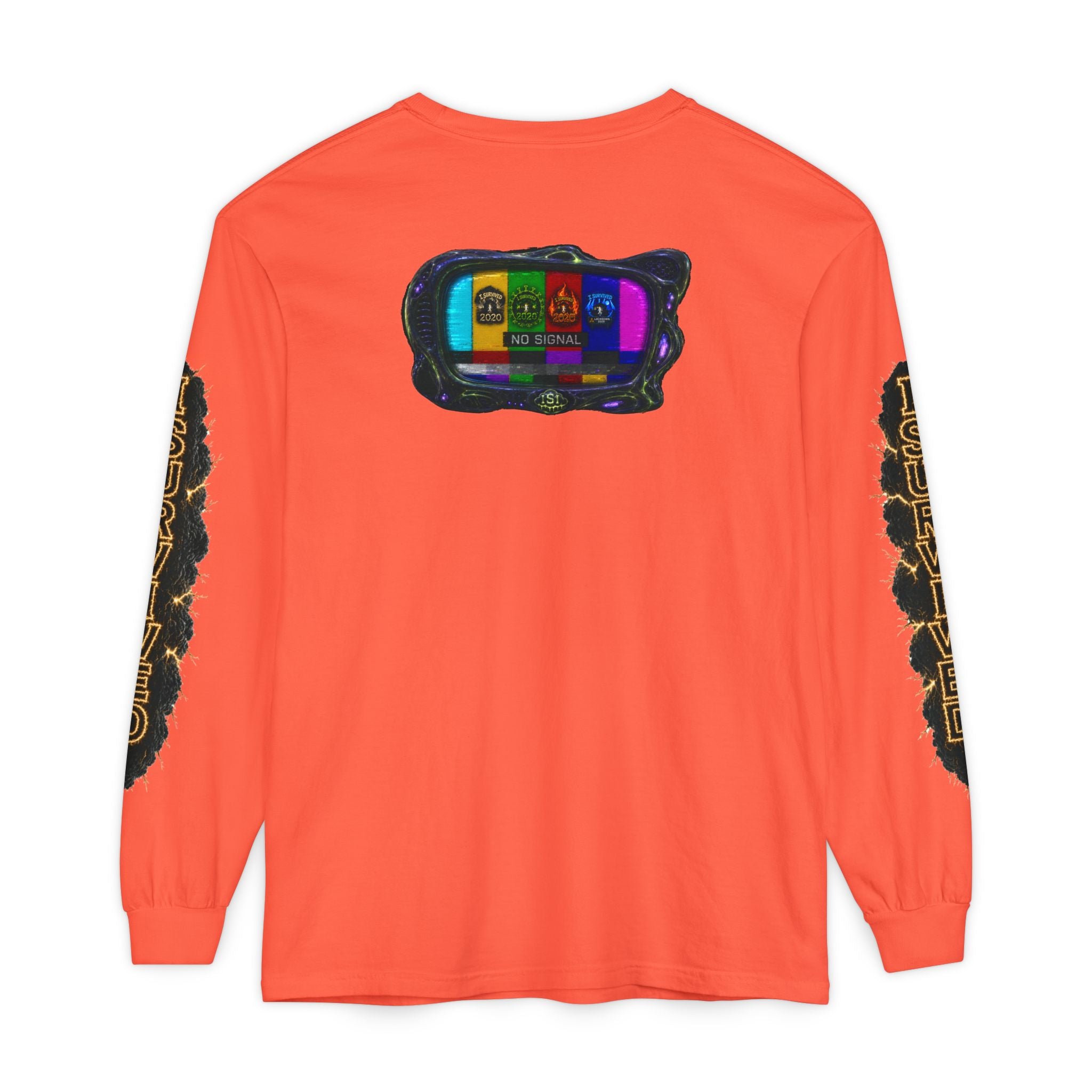 I Survived 2020 — "No Signal" Test Pattern Tee Special Edition Alien Broadcast Finale Summer Premiere Unisex Garment-Dyed Long Sleeve T-Shirt