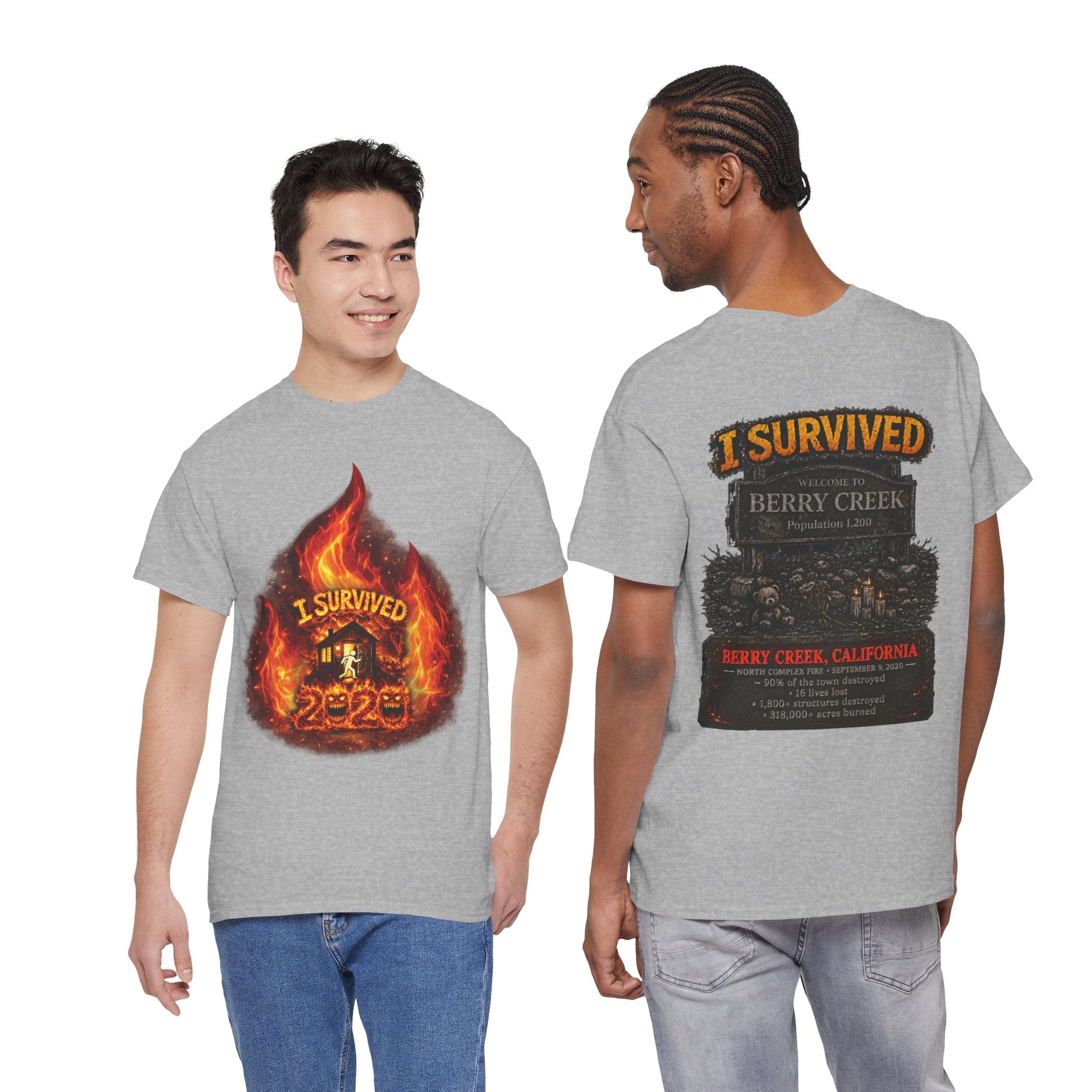 I Survived 2020 — Director's Cut S2:E1 "Berry Creek" | Wildfire Edition Memorial Unisex Heavy Cotton Tee