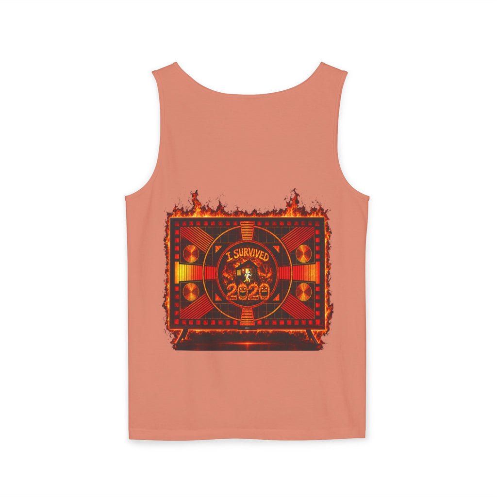 I Survived 2020 — "Please Stand By" Test Pattern Tee Wildfire Signal Edition Summer Premiere Unisex Garment-Dyed Tank Top
