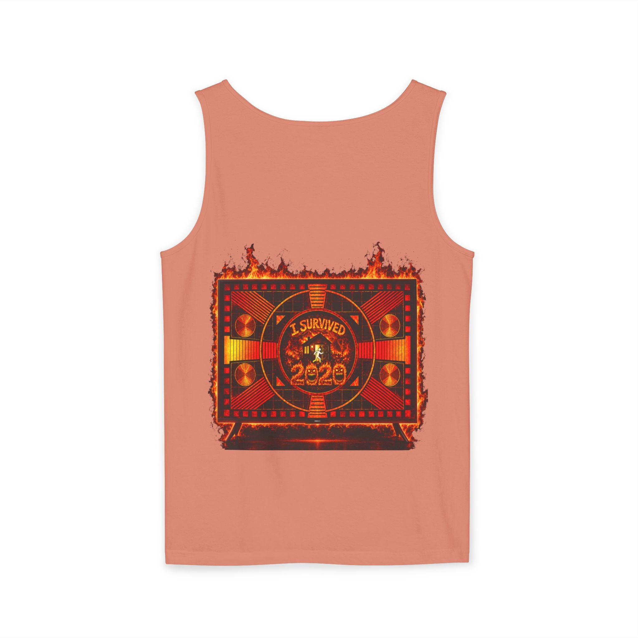 I Survived 2020 — "Please Stand By" Test Pattern Tee Wildfire Signal Edition Summer Premiere Unisex Garment-Dyed Tank Top