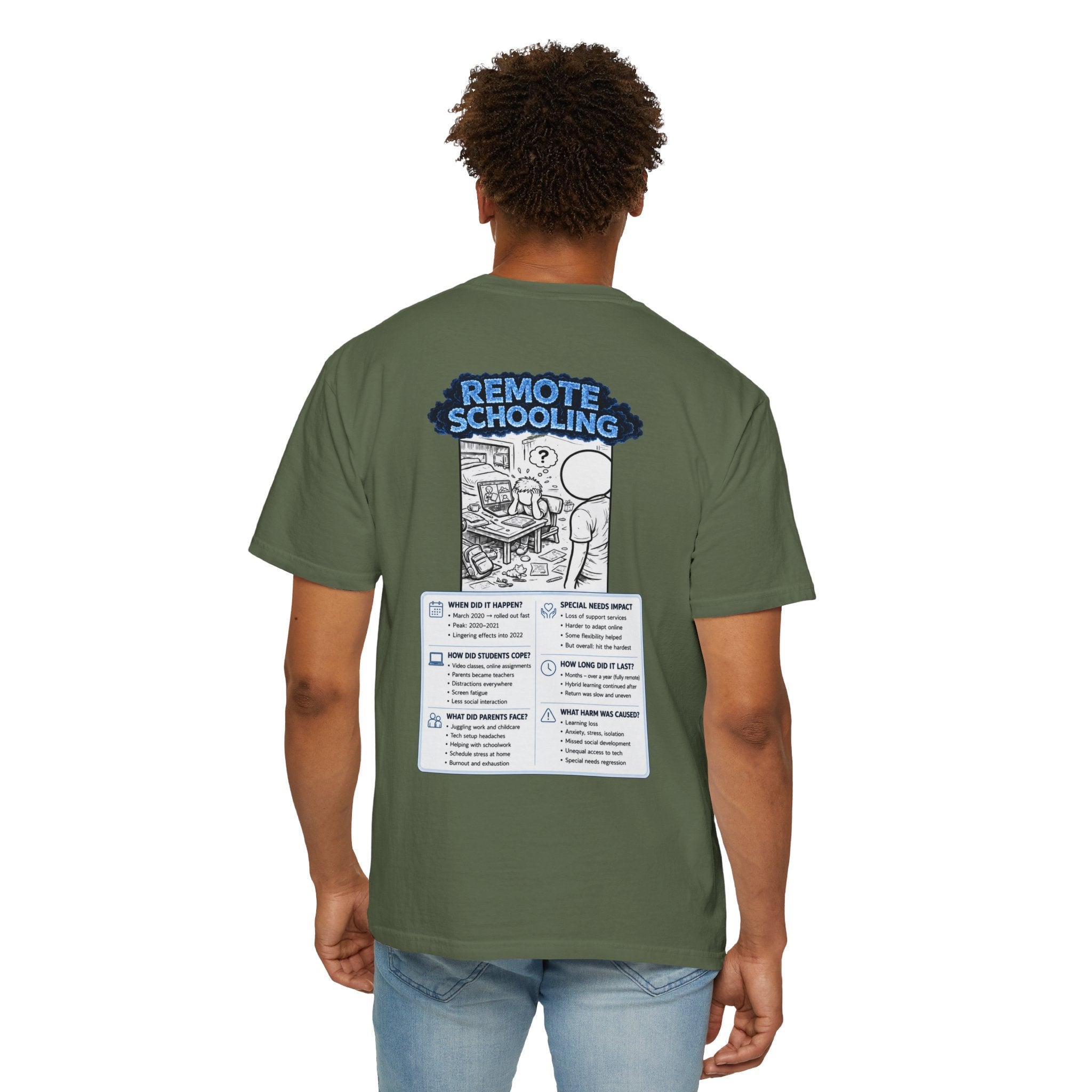 I Survived 2020 —  LOCKDOWN S3:E3: Director's Cut "Remote Schooling" Unisex Garment-Dyed T-shirt