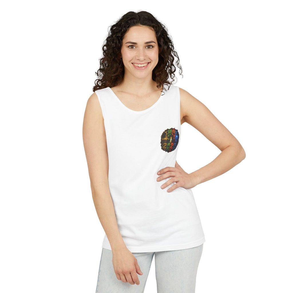I Survived 2020 — "No Signal" Test Pattern Tee Alien Broadcast Finale Summer Premiere Unisex Garment-Dyed Tank Top