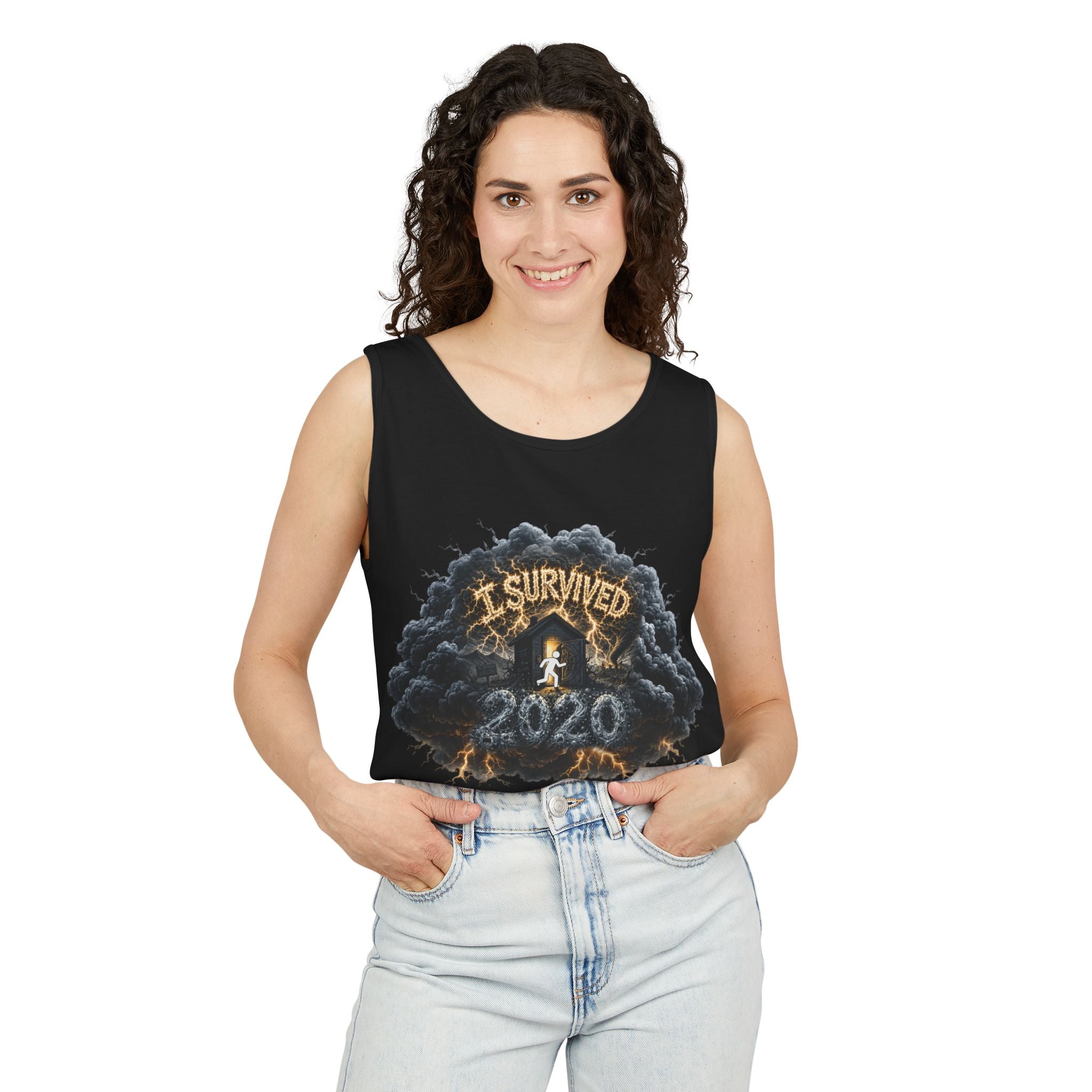 I Survived 2020 — Director's Cut Original Design Teaser Tee | Season 1 Premiere Drop Unisex Garment-Dyed Tank Top