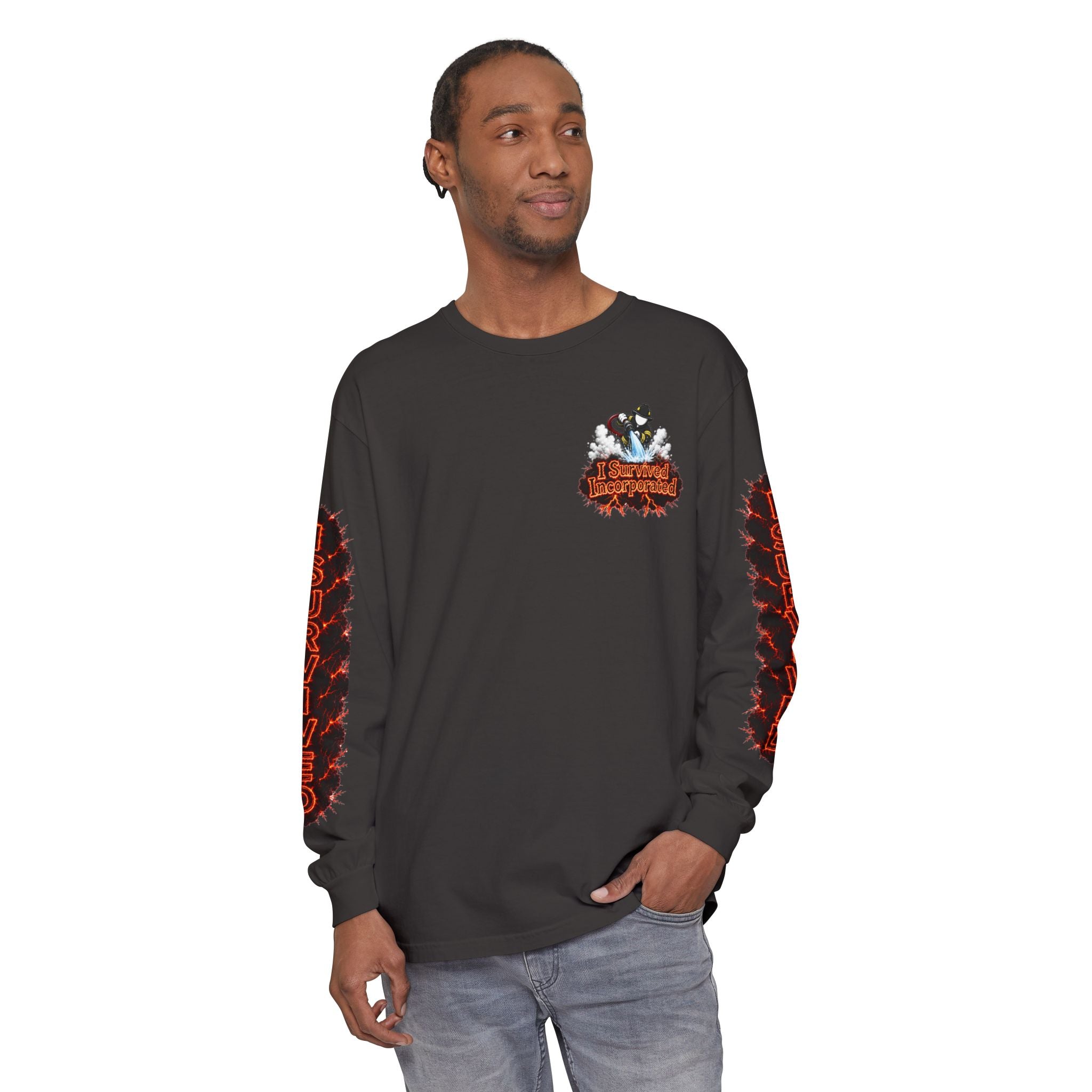 I Survived 2020 — "Please Stand By" Test Pattern Tee Special Edition Wildfire Signal Edition Summer Premiere Unisex Garment-Dyed Long Sleeve T-Shirt