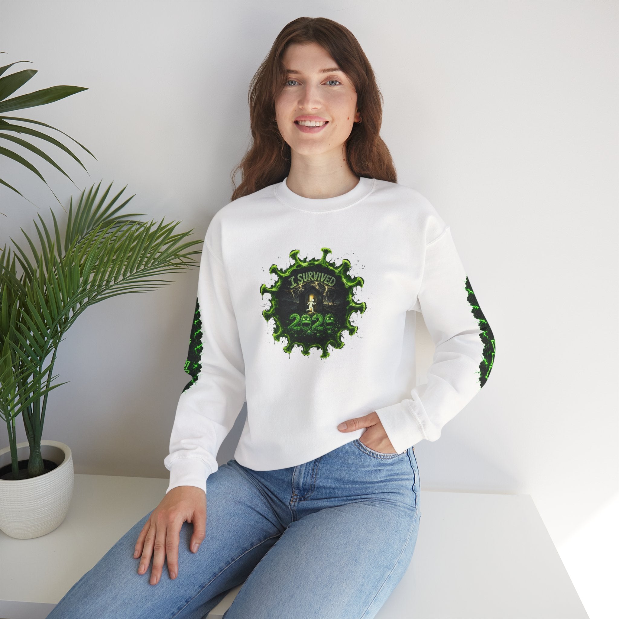 I Survived 2020 — PANDEMIC S1:E3: Director's Cut "The Jab!" Unisex Heavy Blend™ Crewneck Sweatshirt