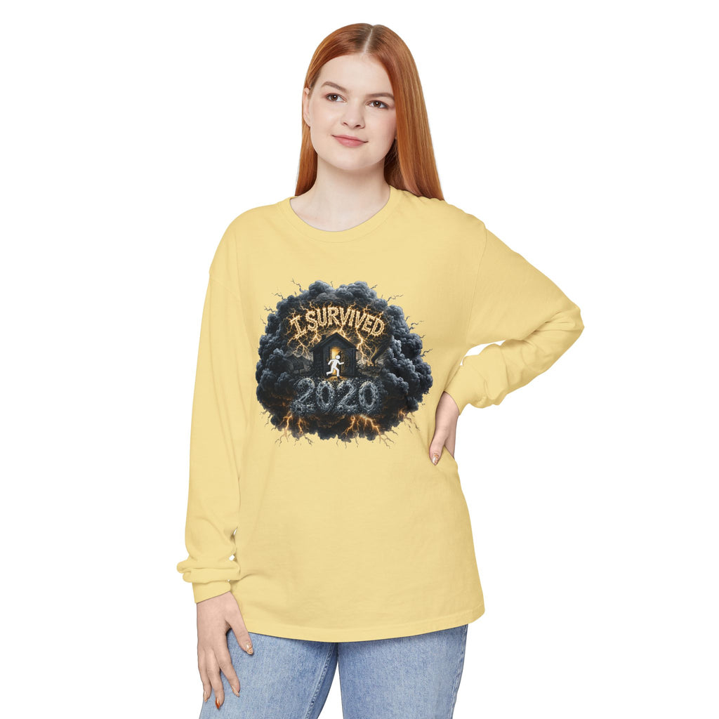 I Survived 2020 — Director's Cut Original Design Teaser Tee | Season 1 Premiere Drop Unisex Garment-Dyed Long Sleeve T-Shirt