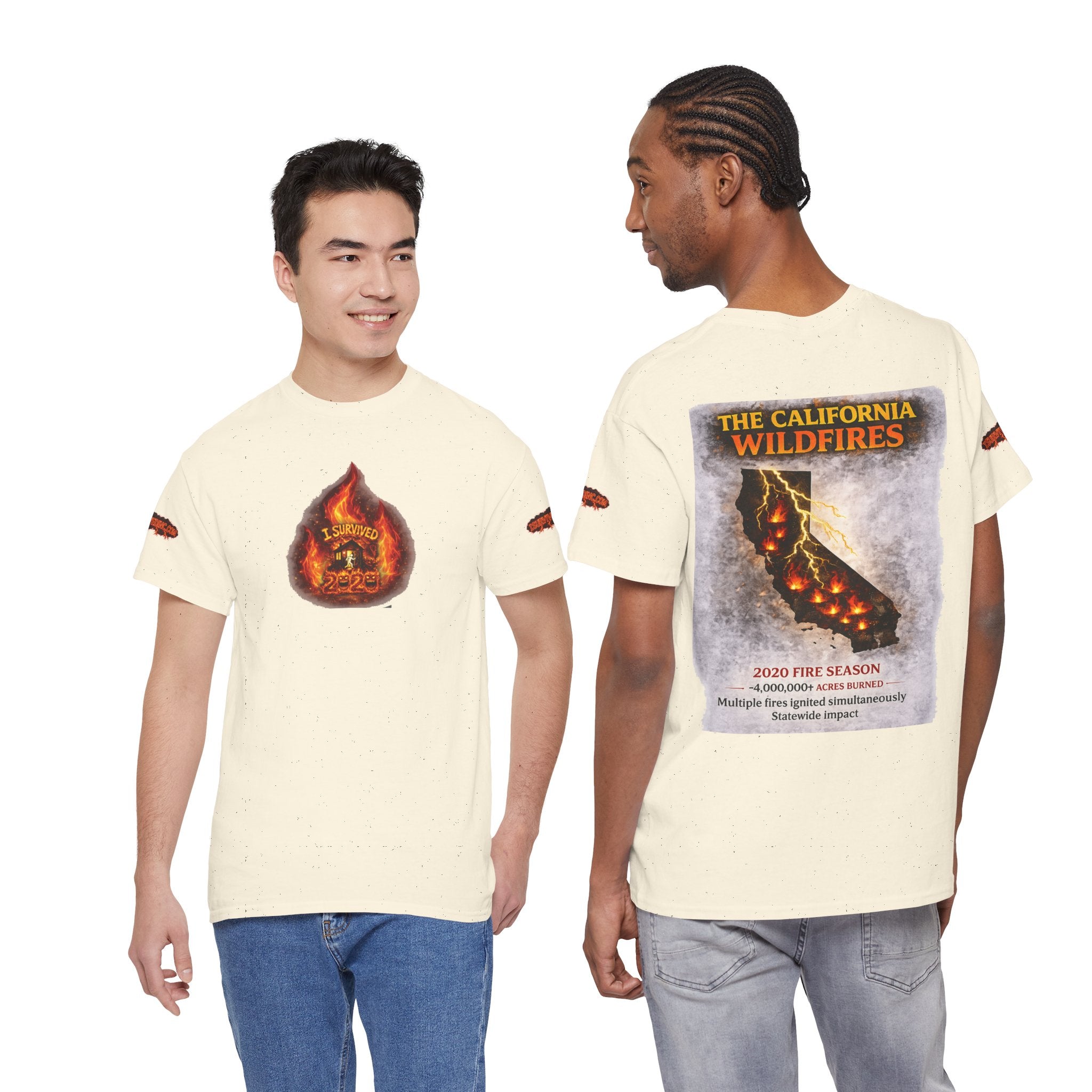 I Survived 2020 — WILDFIRES S2:E3: Director's Cut Special Edition "The California Wildfires" Memorial Unisex Heavy Cotton Tee