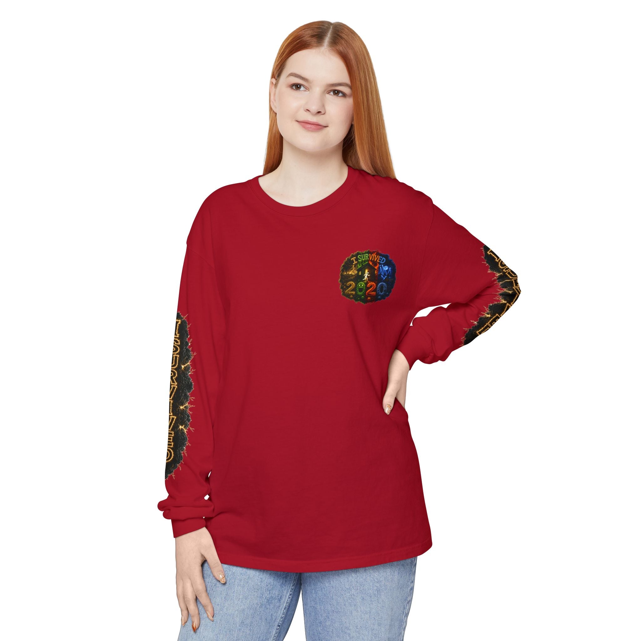 I Survived 2020 — "No Signal" Test Pattern Tee Special Edition Alien Broadcast Finale Summer Premiere Unisex Garment-Dyed Long Sleeve T-Shirt