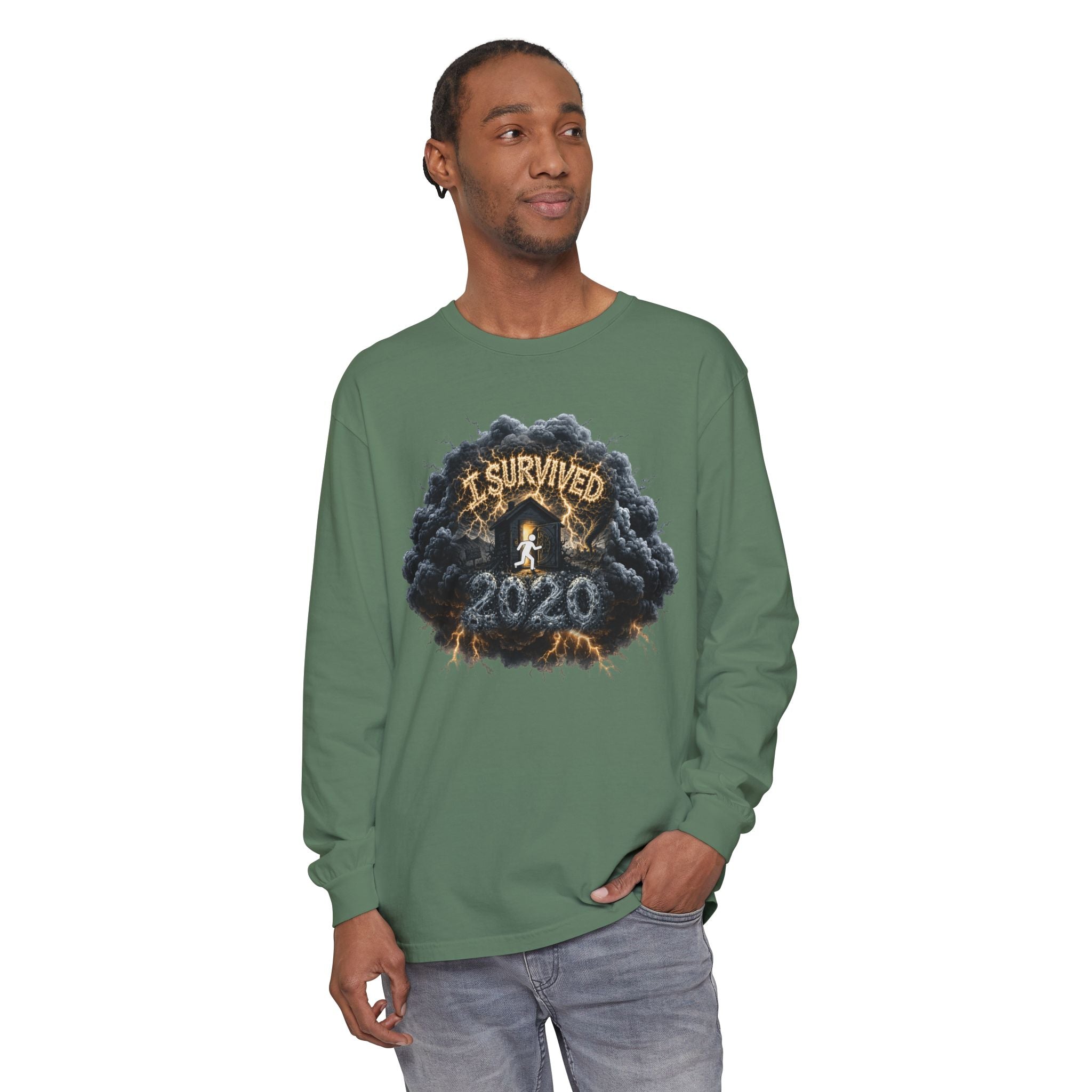 I Survived 2020 — Director's Cut Original Design Teaser Tee | Season 1 Premiere Drop Unisex Garment-Dyed Long Sleeve T-Shirt
