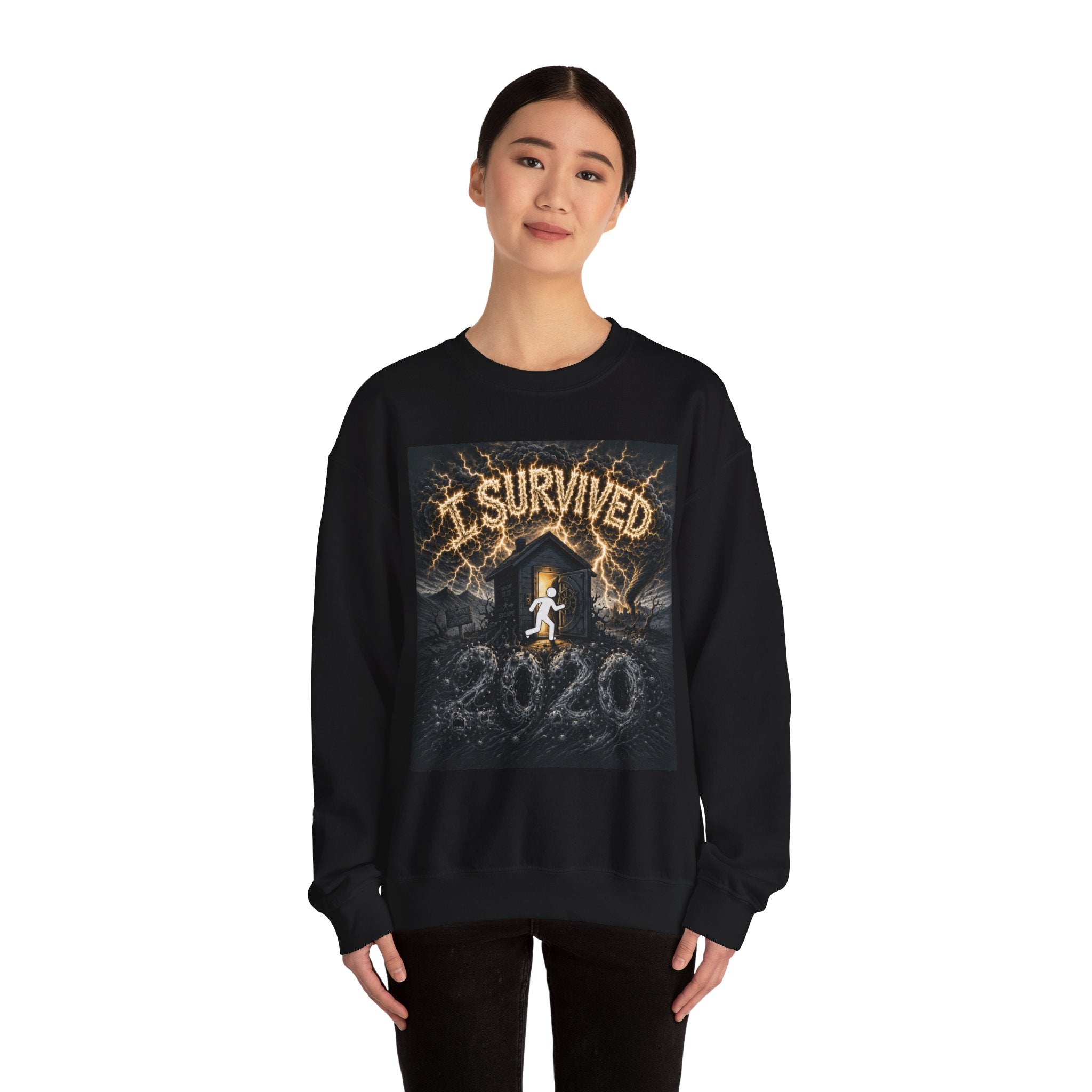 I Survived 2020 — Original Design Teaser Tee | Season 1 Premiere Drop Unisex Heavy Blend™ Crewneck Sweatshirt