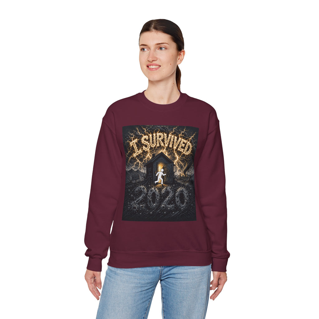 I Survived 2020 — Original Design Teaser Tee | Season 1 Premiere Drop Unisex Heavy Blend™ Crewneck Sweatshirt