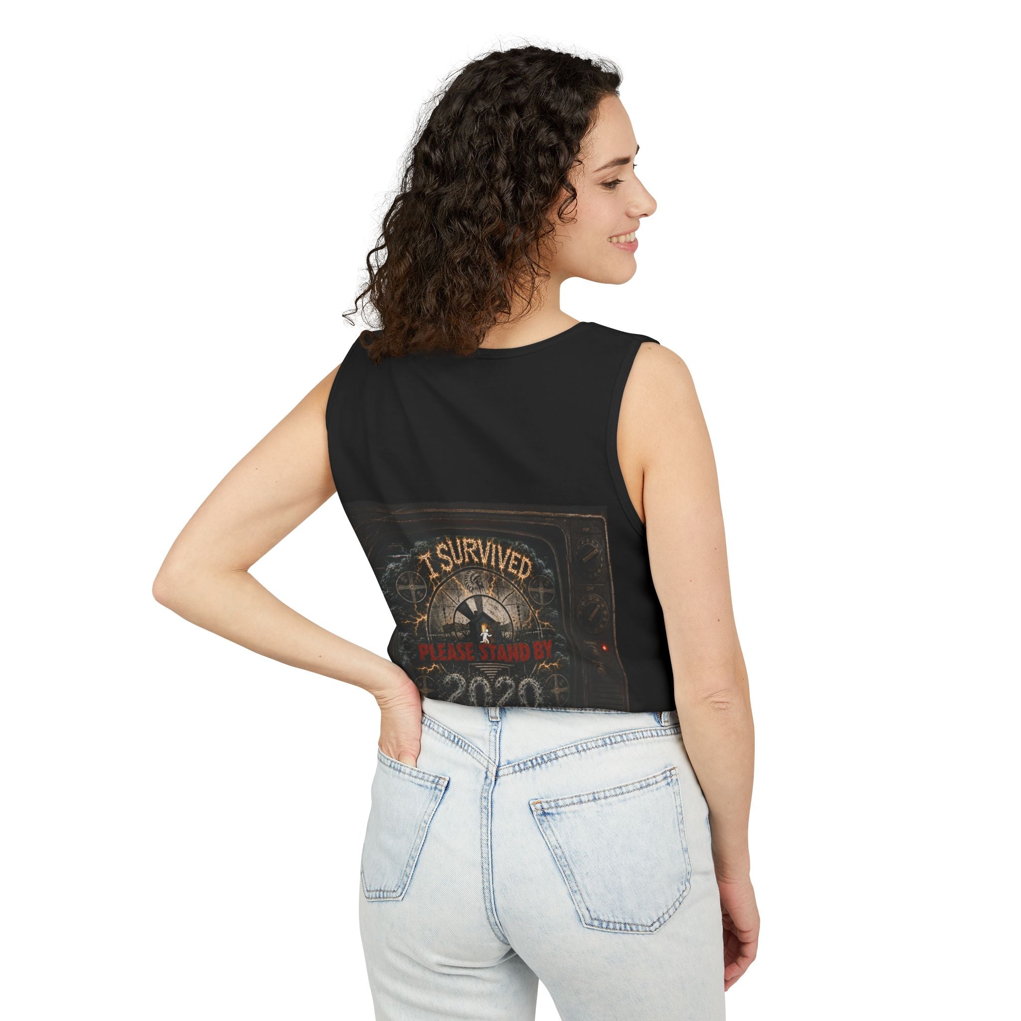 I Survived 2020 — "Please Stand By" Test Pattern Tee Summer Premier  Unisex Garment-Dyed Tank Top