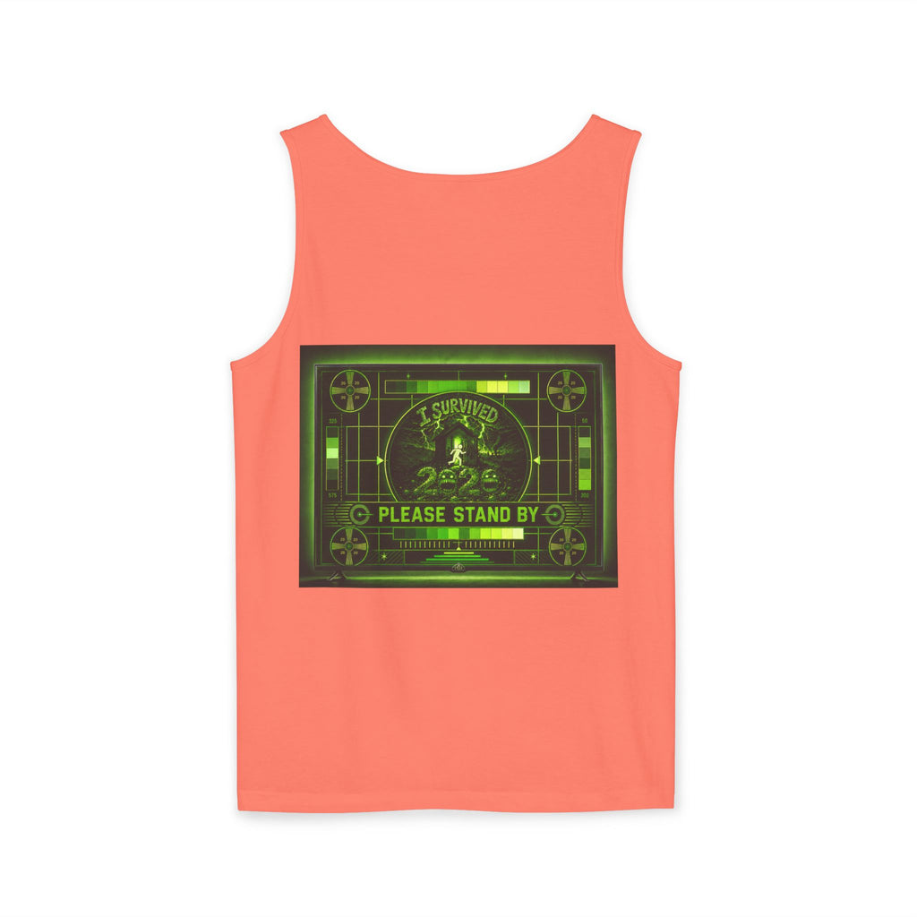 I Survived 2020 — "Please Stand By" Test Pattern Toxic Signal Tee Summer Premiere Unisex Garment-Dyed Tank Top