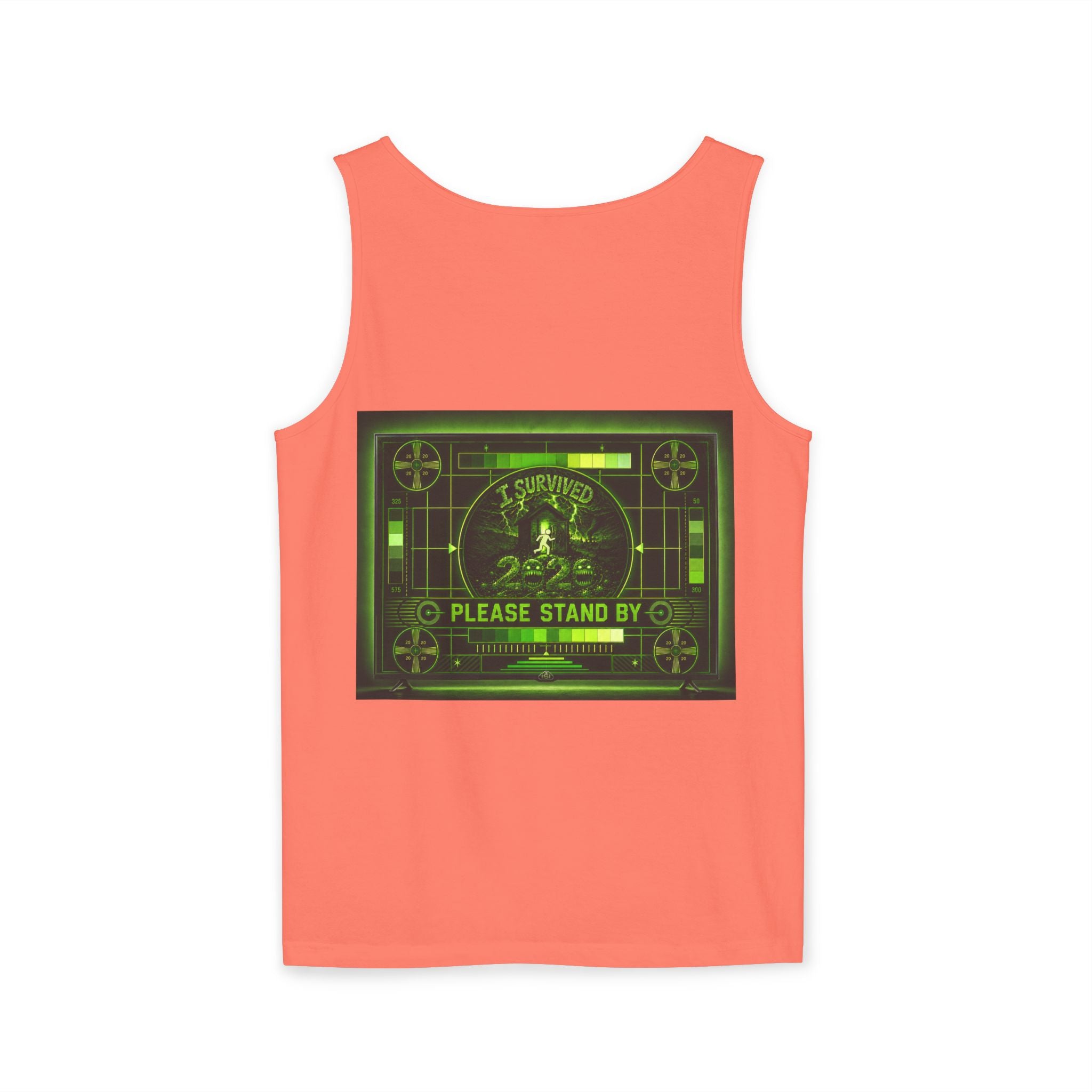 I Survived 2020 — "Please Stand By" Test Pattern Toxic Signal Tee Summer Premiere Unisex Garment-Dyed Tank Top