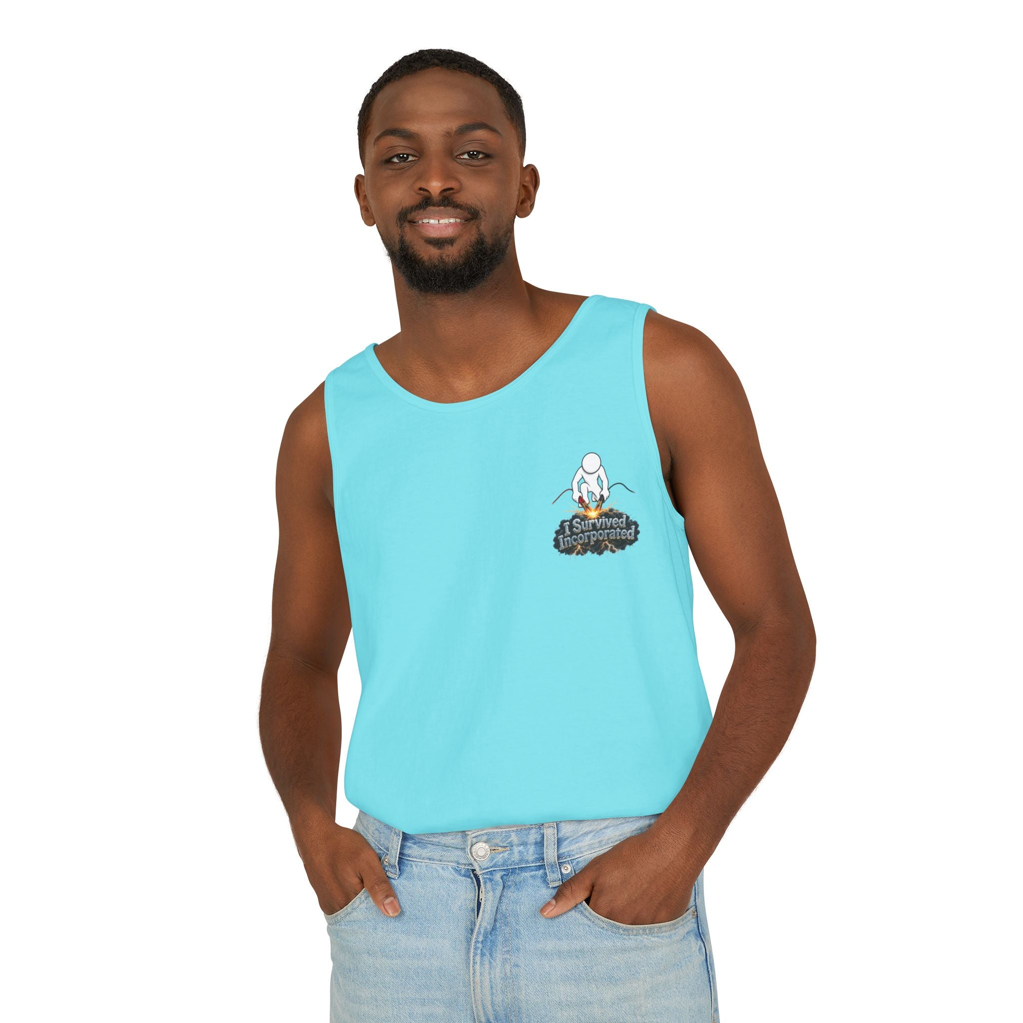I Survived 2020 — "Please Stand By" Test Pattern Tee Summer Premier  Unisex Garment-Dyed Tank Top
