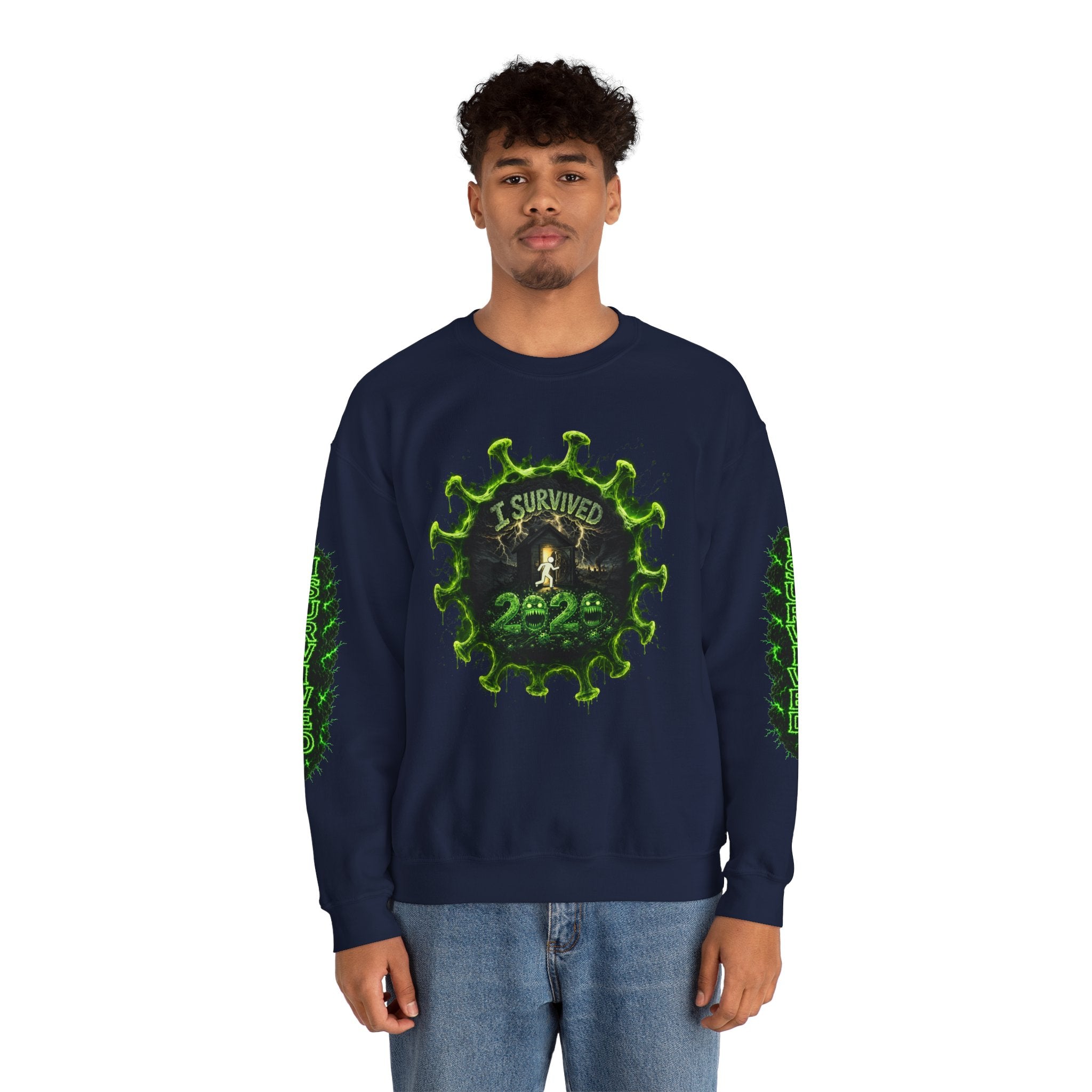 I Survived 2020 — Director's Cut S1:E1 "COVID-19: The Coronavirus" | Pandemic Edition Unisex Heavy Blend™ Crewneck Sweatshirt