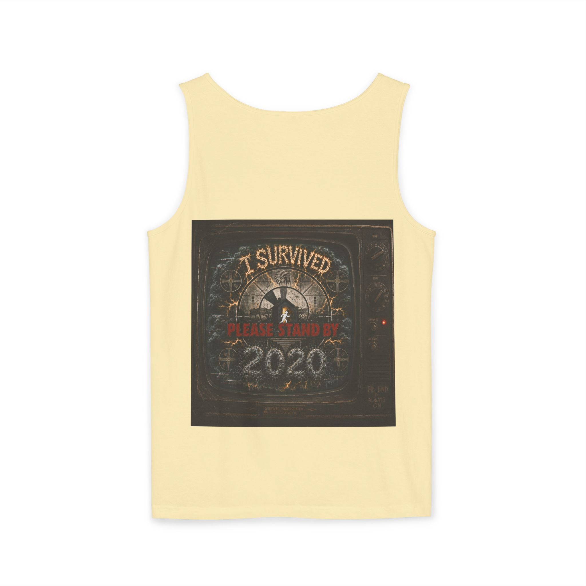 I Survived 2020 — "Please Stand By" Test Pattern Tee Summer Premier  Unisex Garment-Dyed Tank Top
