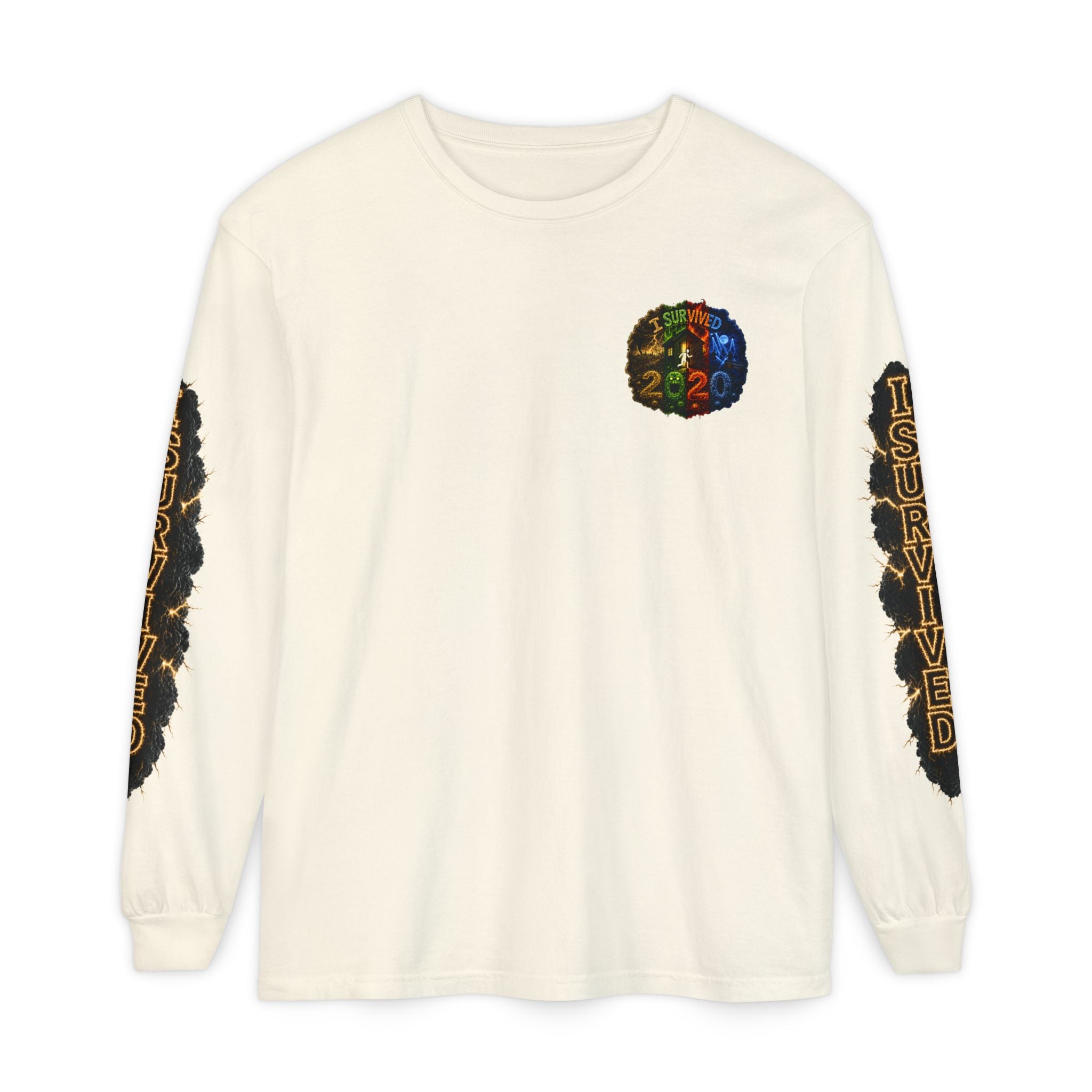 I Survived 2020 — "No Signal" Test Pattern Tee Special Edition Alien Broadcast Finale Summer Premiere Unisex Garment-Dyed Long Sleeve T-Shirt