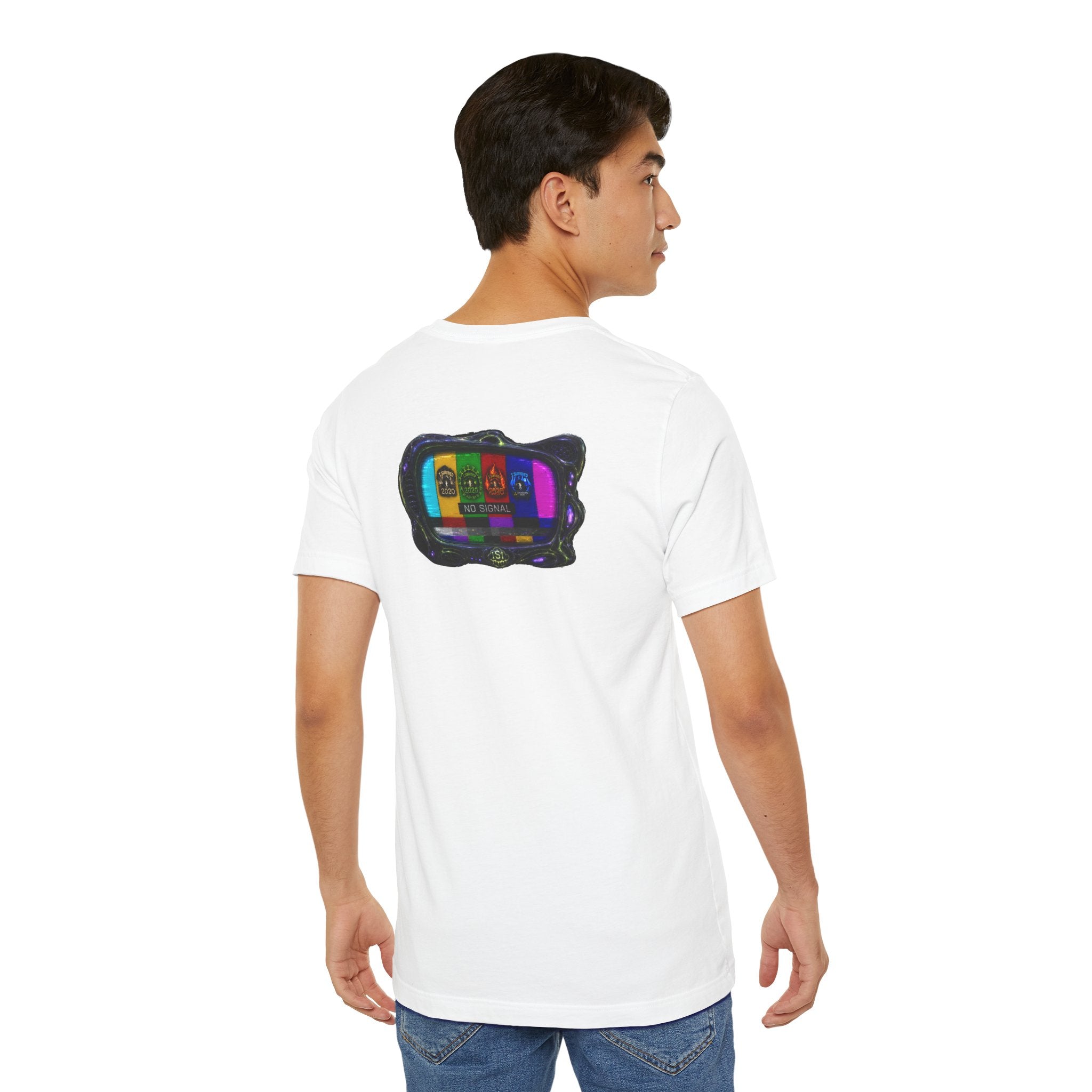 I Survived 2020 — "No Signal" Test Pattern Tee Alien Broadcast Finale Summer Premiere Unisex Jersey Short Sleeve Tee