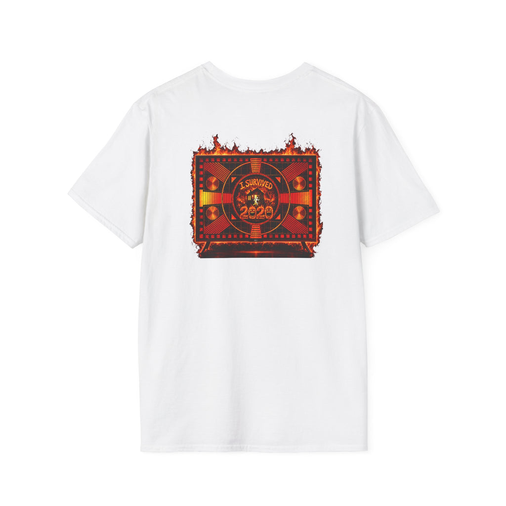 I Survived 2020 — "Please Stand By" Test Pattern Tee Wildfire Signal Edition Summer Premiere Unisex Softstyle T-Shirt