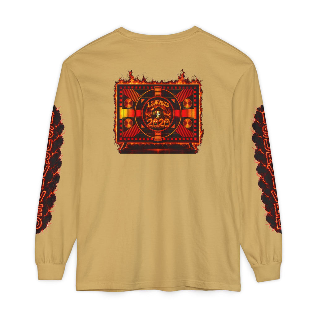 I Survived 2020 — "Please Stand By" Test Pattern Tee Special Edition Wildfire Signal Edition Summer Premiere Unisex Garment-Dyed Long Sleeve T-Shirt