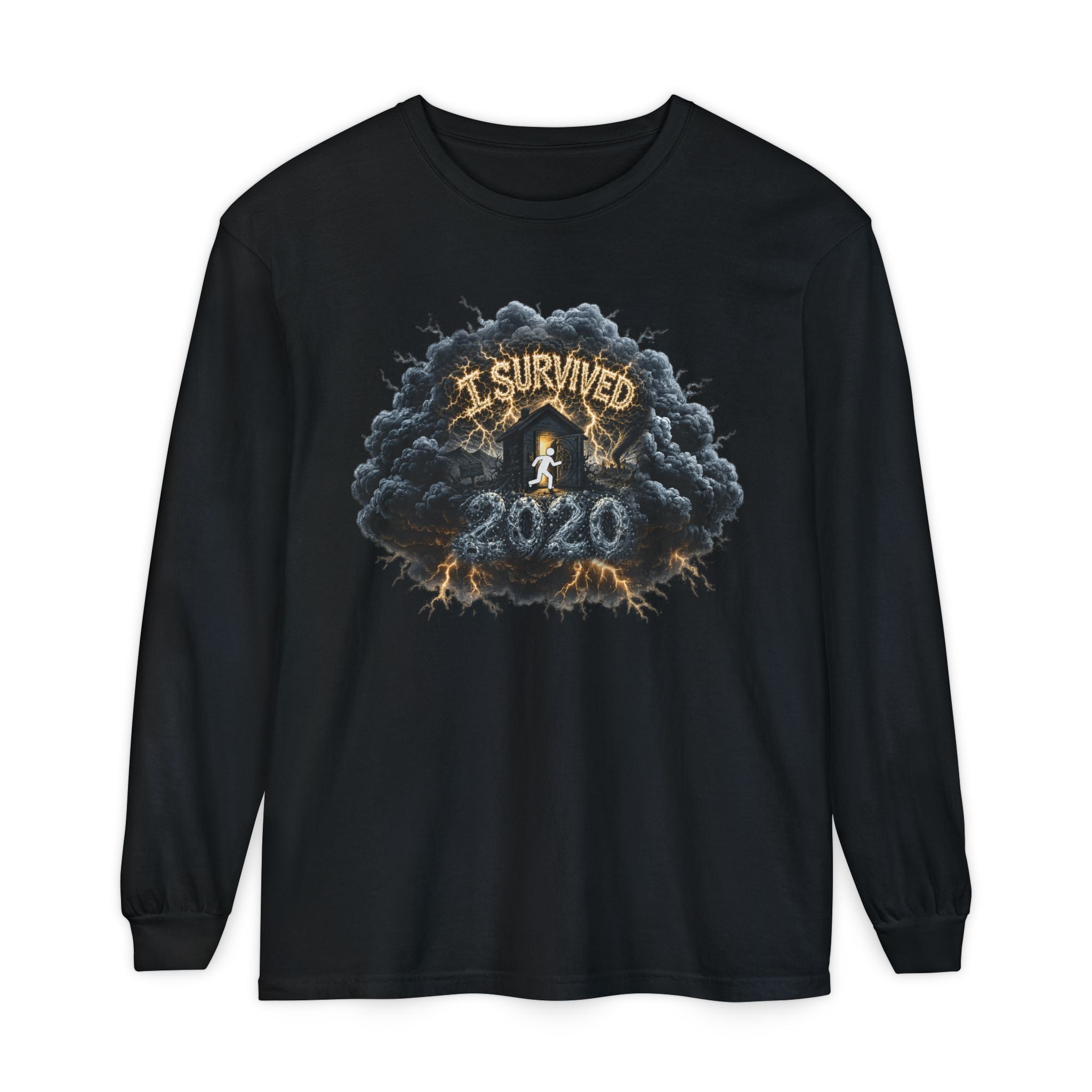 I Survived 2020 — Director's Cut Original Design Teaser Tee | Season 1 Premiere Drop Unisex Garment-Dyed Long Sleeve T-Shirt