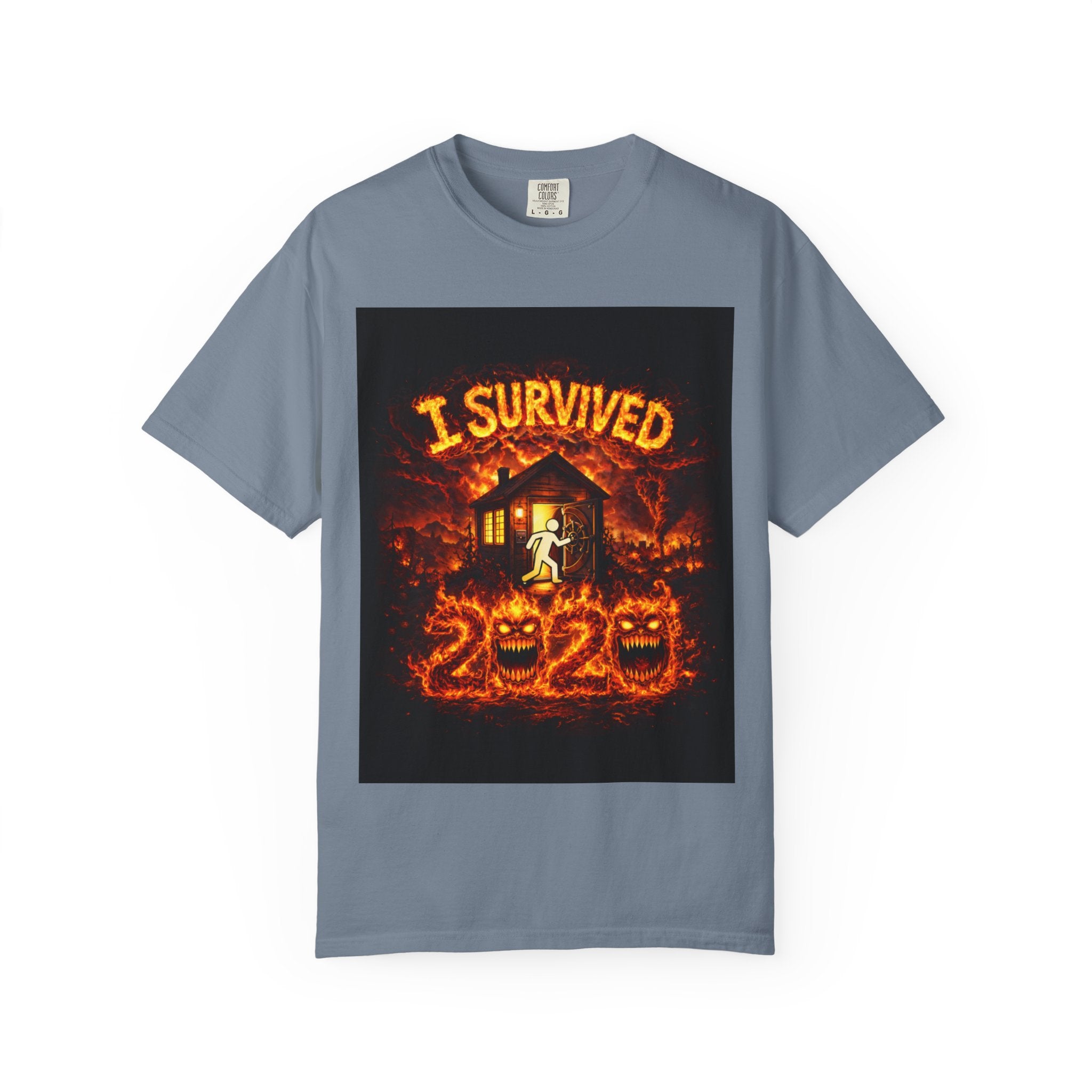 J'ai survécu à 2020 — S2:E4 « Saison des feux de forêt dans l'ouest des États-Unis » | Finale de mi-saison partie 1 | T-shirt unisexe teint en pièce commémoratif édition Feux de Forêt
