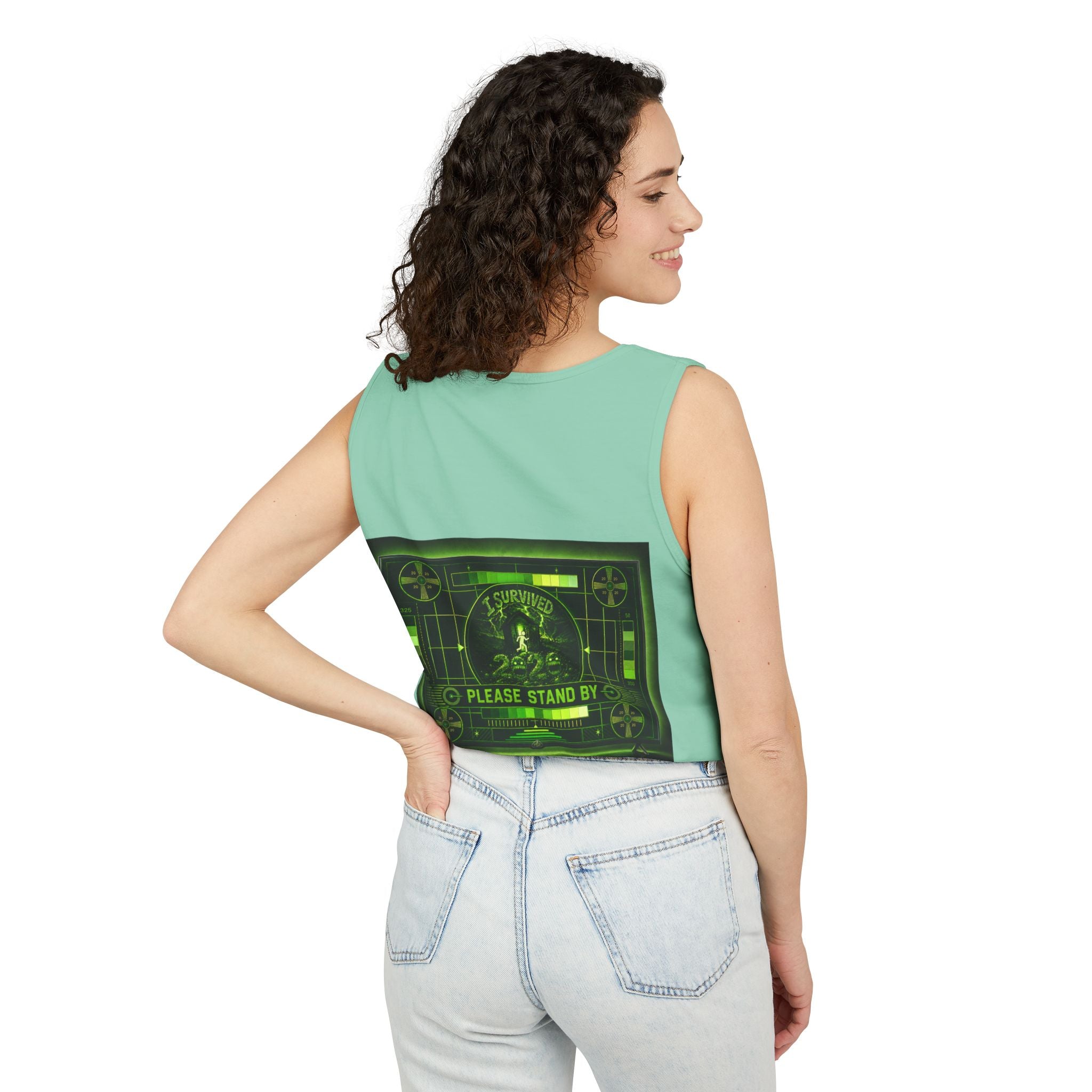 I Survived 2020 — "Please Stand By" Test Pattern Toxic Signal Tee Summer Premiere Unisex Garment-Dyed Tank Top