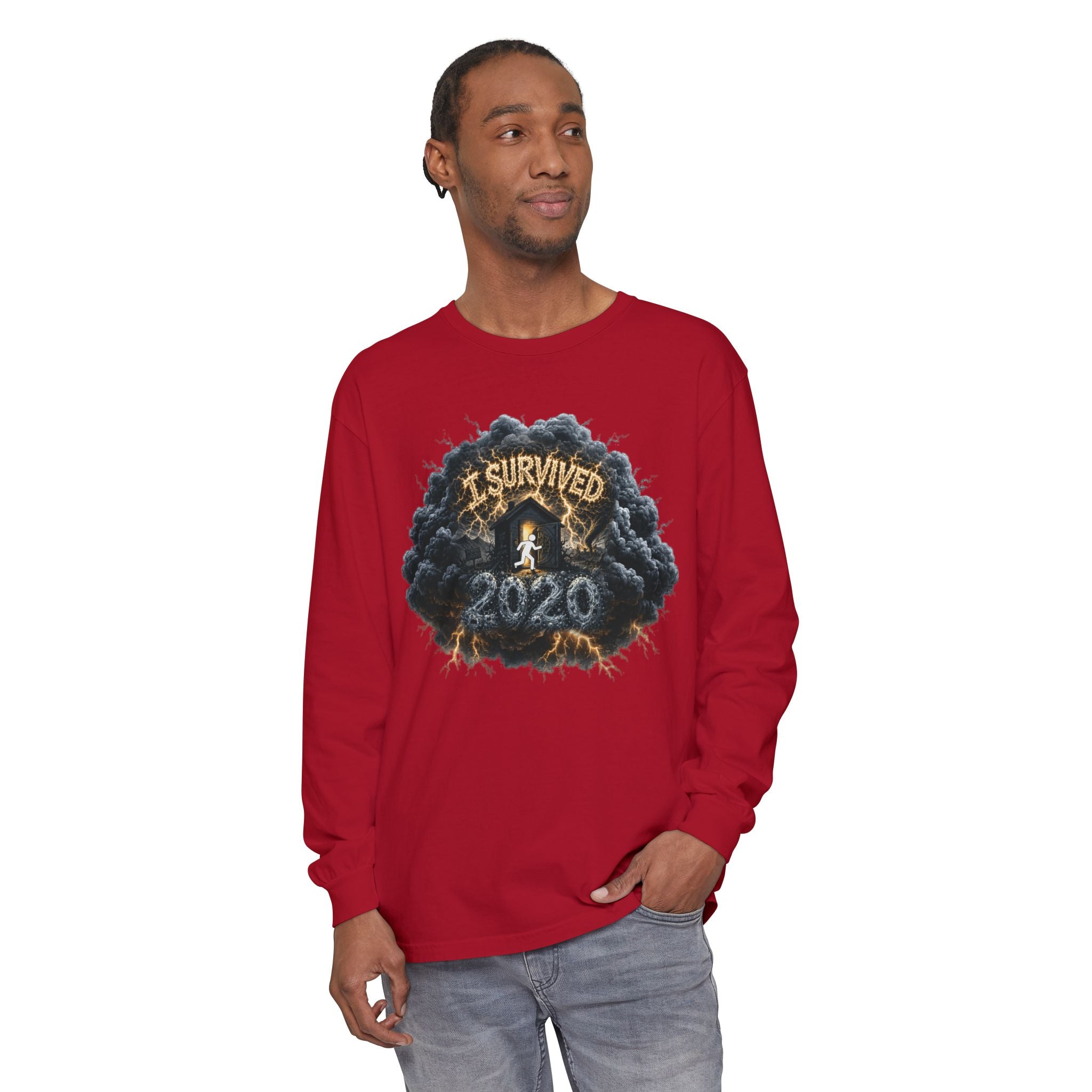 I Survived 2020 — Director's Cut Original Design Teaser Tee | Season 1 Premiere Drop Unisex Garment-Dyed Long Sleeve T-Shirt