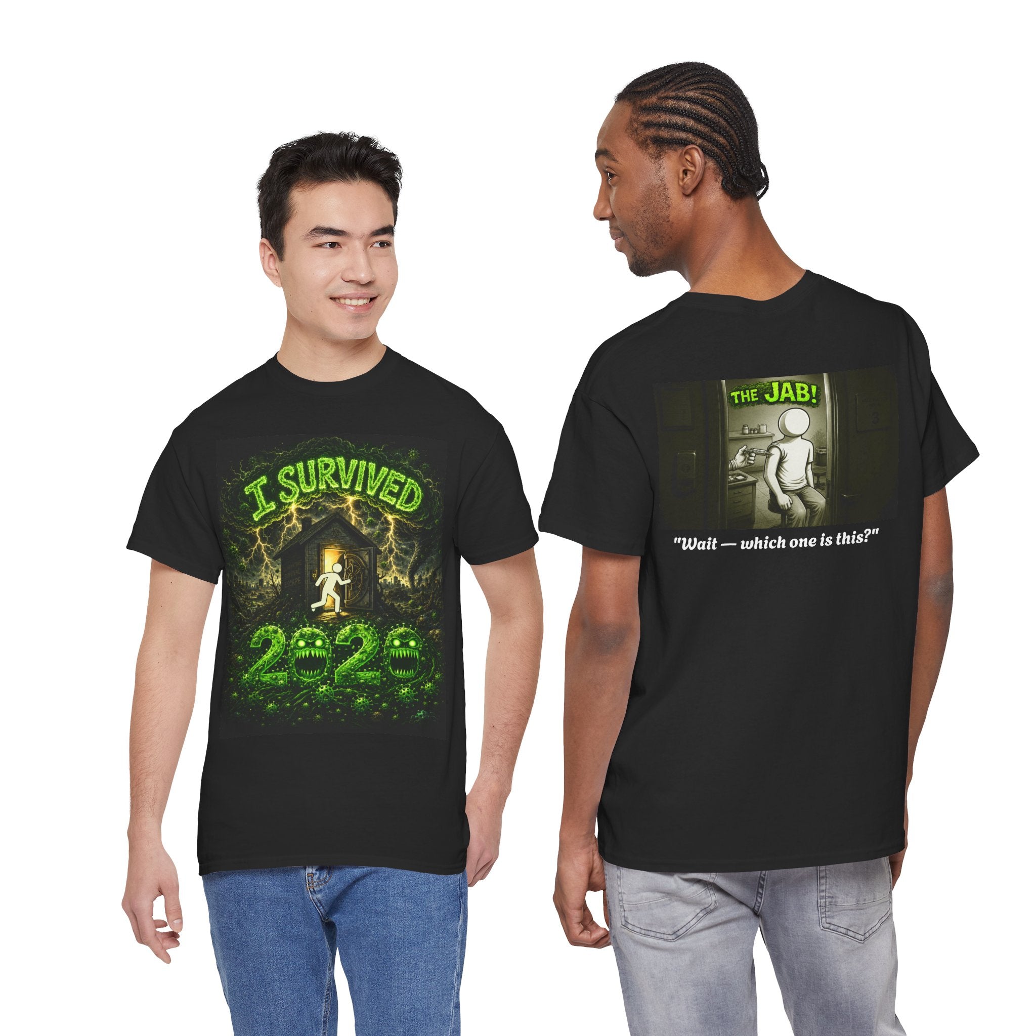 Sobreviví al 2020 — T1:E3 "¡La vacuna!" | Camiseta unisex de algodón grueso Edición Pandemia