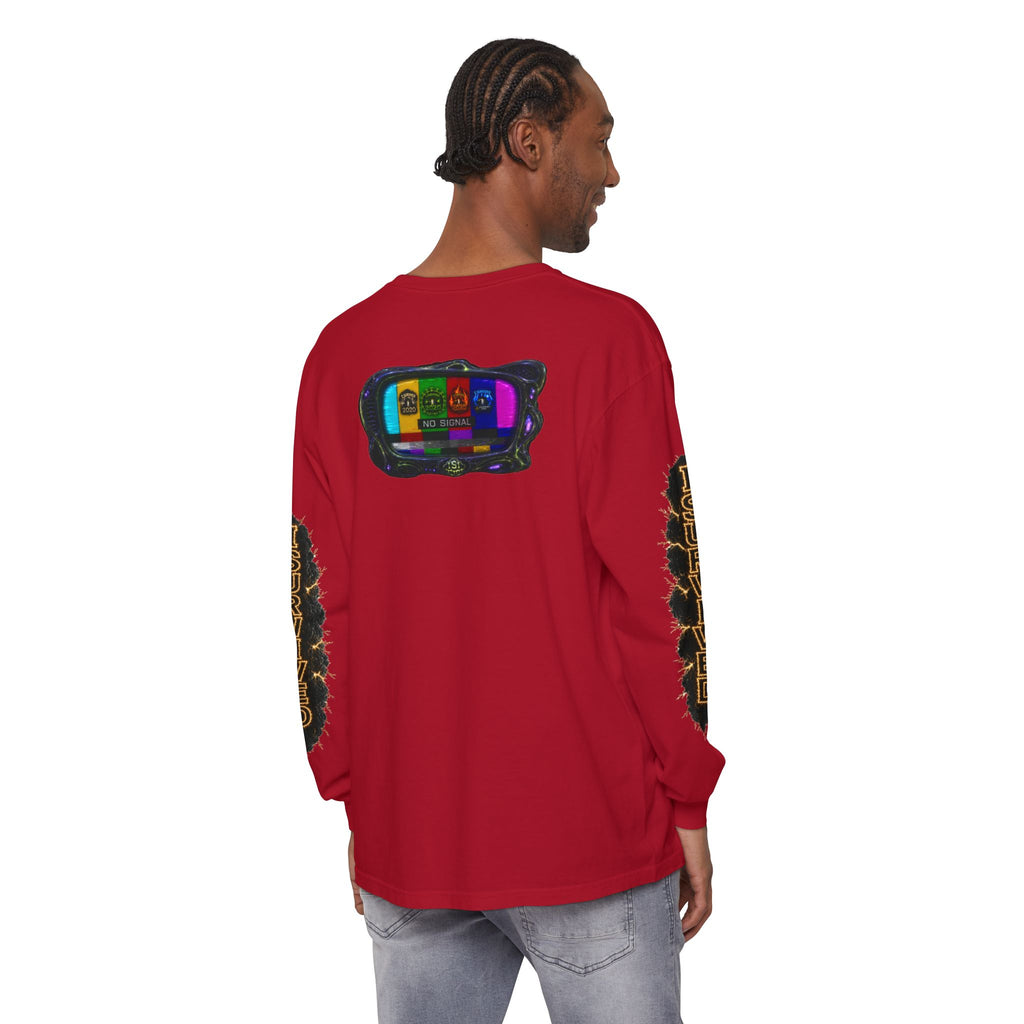I Survived 2020 — "No Signal" Test Pattern Tee Special Edition Alien Broadcast Finale Summer Premiere Unisex Garment-Dyed Long Sleeve T-Shirt