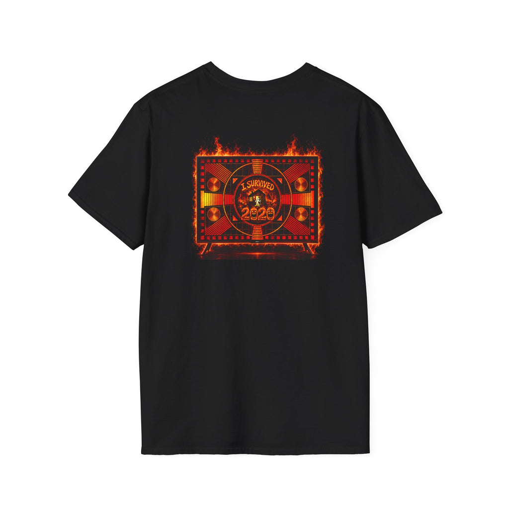 I Survived 2020 — "Please Stand By" Test Pattern Tee Wildfire Signal Edition Summer Premiere Unisex Softstyle T-Shirt