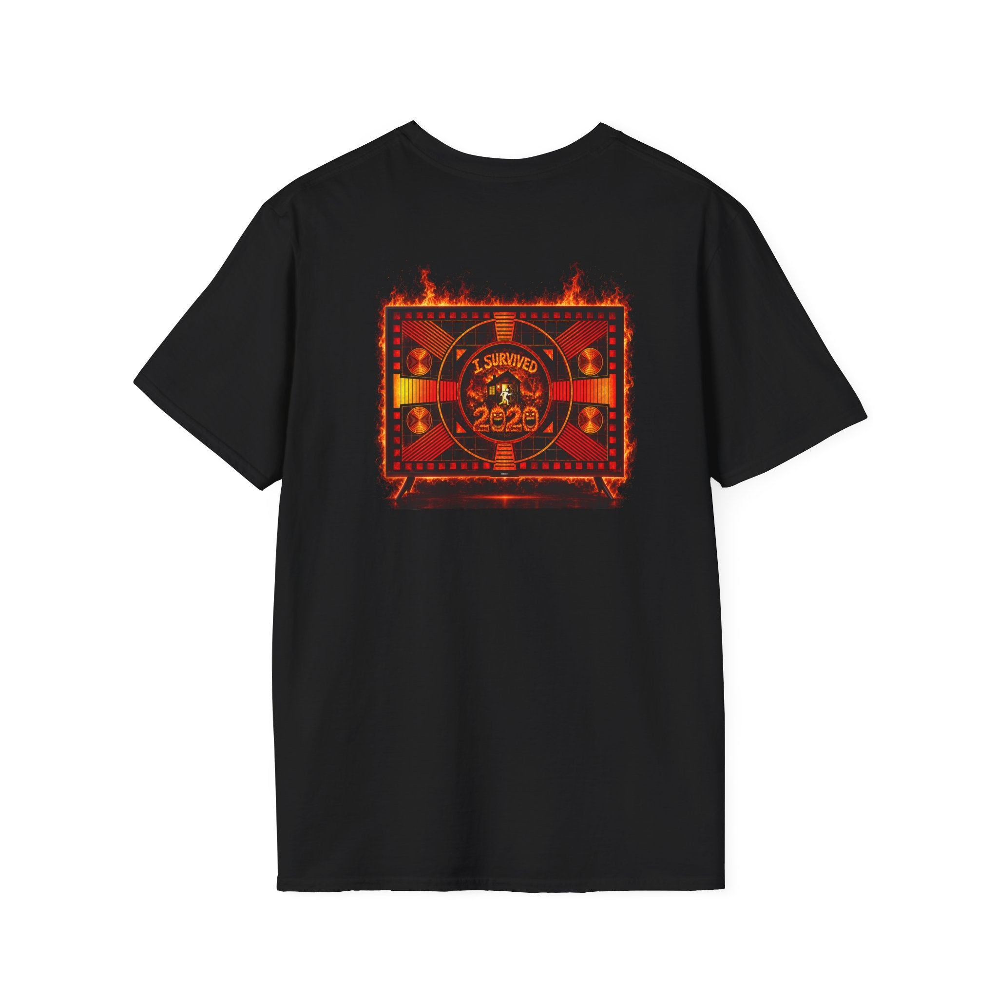I Survived 2020 — "Please Stand By" Test Pattern Tee Wildfire Signal Edition Summer Premiere Unisex Softstyle T-Shirt