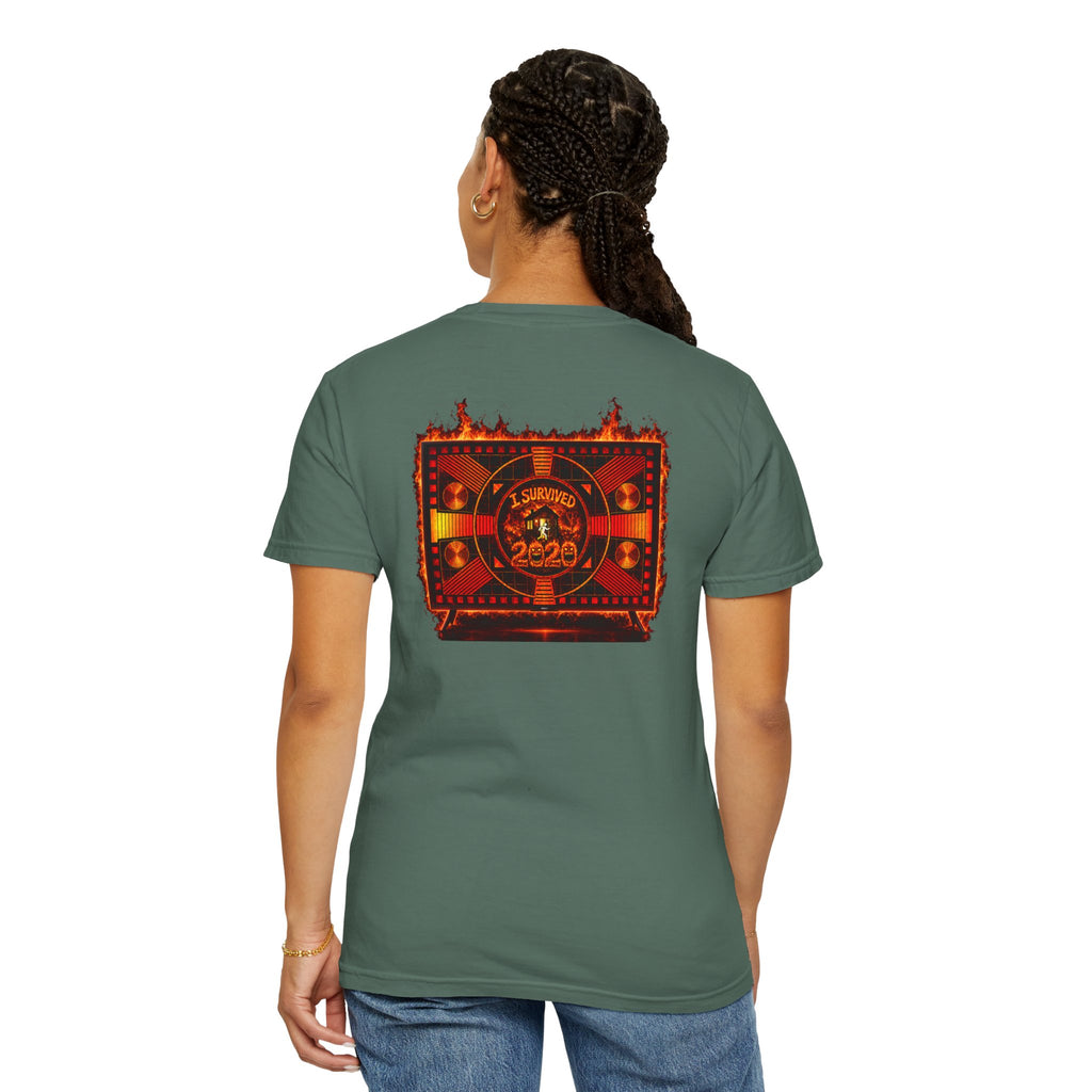 I Survived 2020 — "Please Stand By" Test Pattern Tee Wildfire Signal Edition Summer Premiere Unisex Garment-Dyed T-shirt