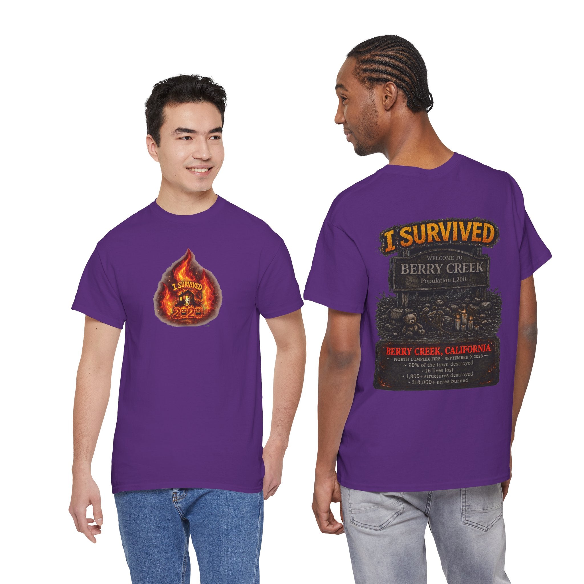 I Survived 2020 — WILDFIRES S2:E1: Director's Cut "Berry Creek" Memorial Unisex Heavy Cotton Tee