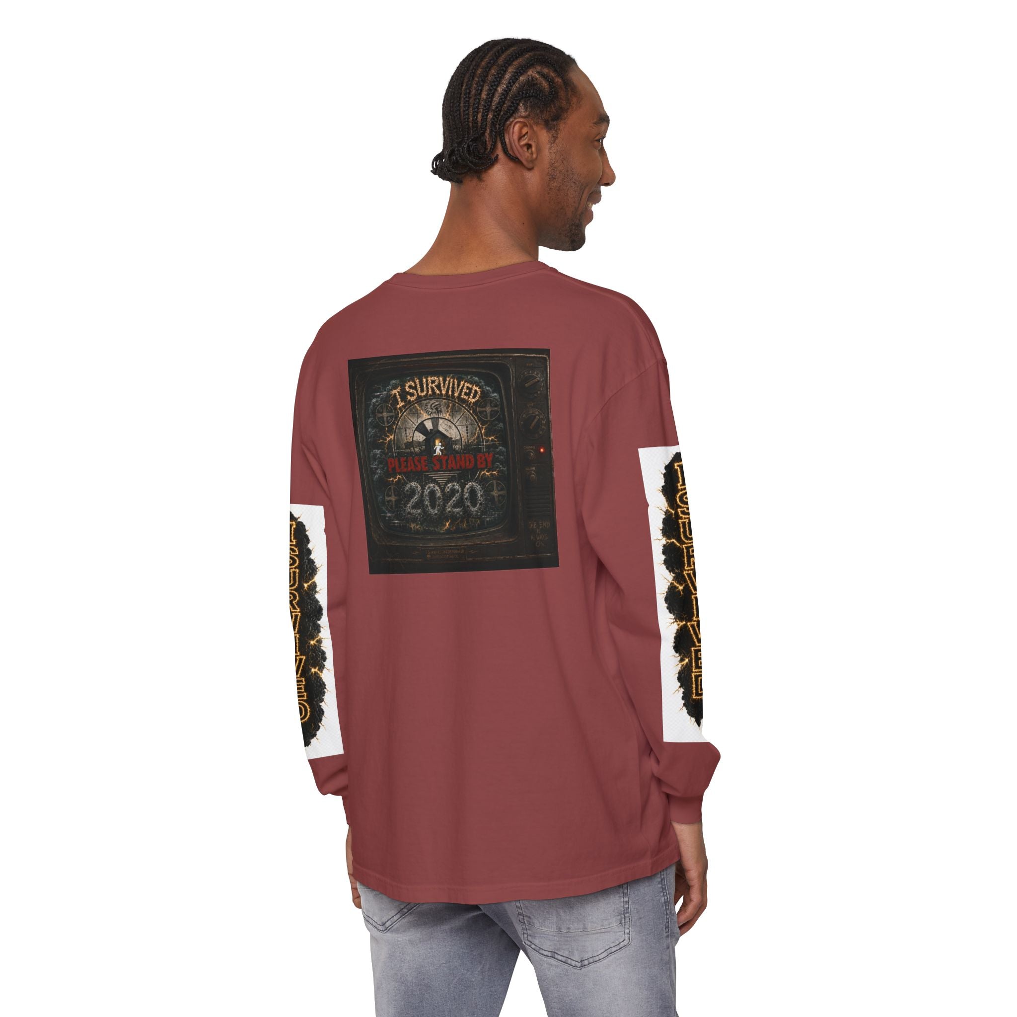 I Survived 2020 — "Please Stand By" Test Pattern Tee Special Edition Summer Premier Unisex Garment-Dyed Long Sleeve T-Shirt